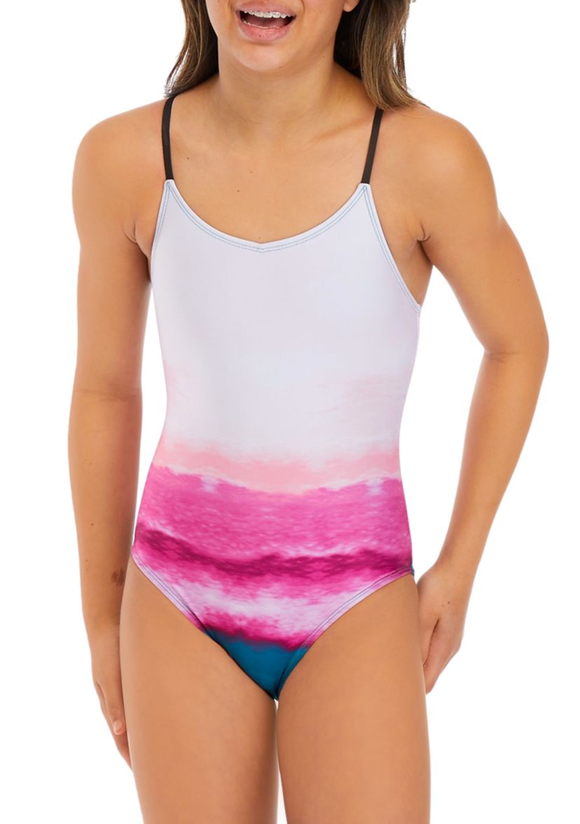 Girls 7-16 Strappy Back One Piece Swimsuit