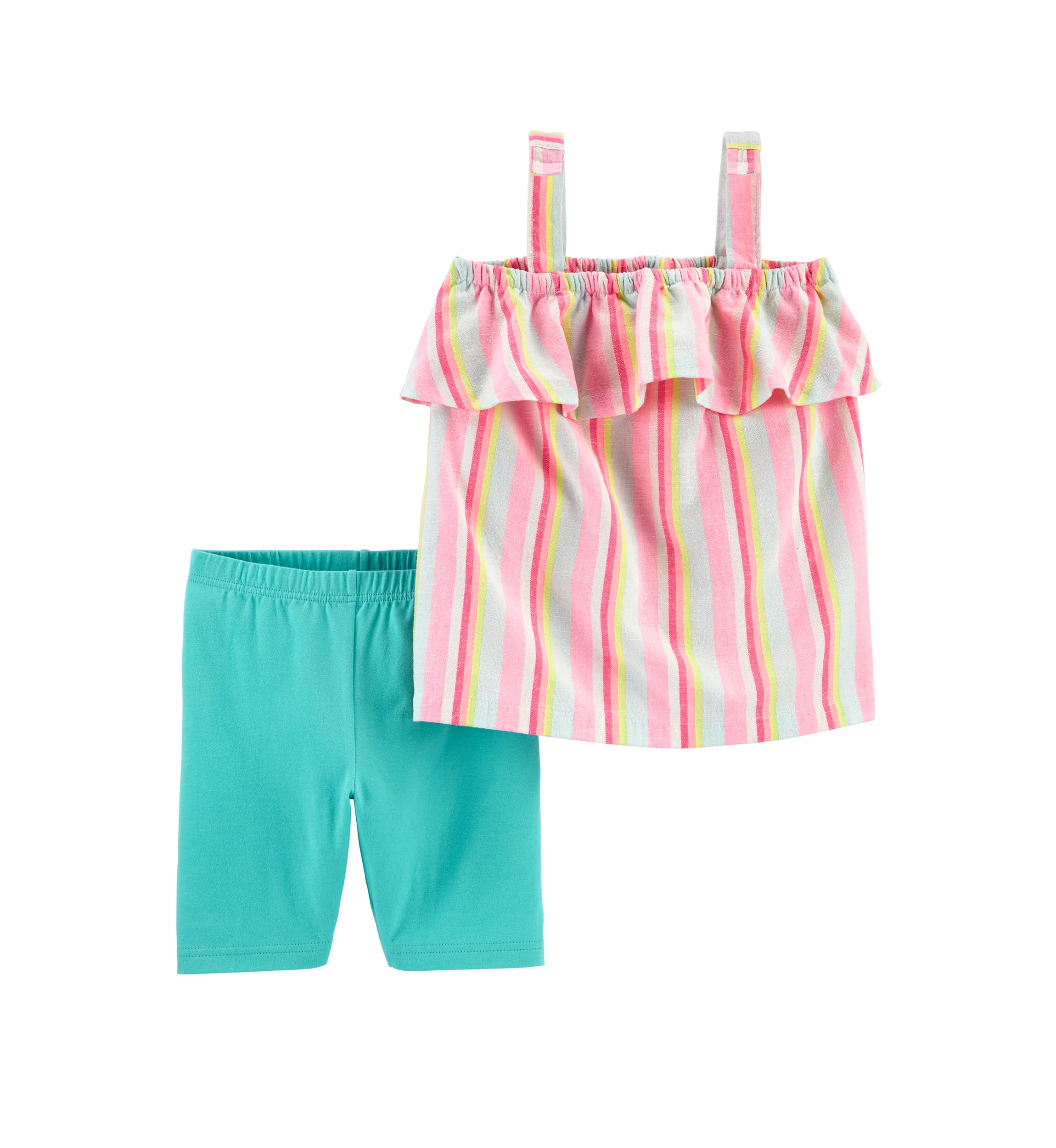 Girls 4-8 2 Piece Striped Tank & Playground Shorts Set
