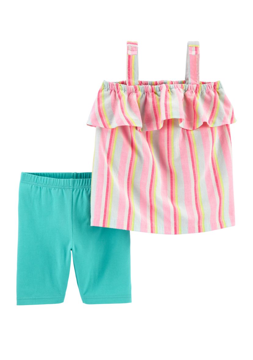 Girls 4-8 2 Piece Striped Tank & Playground Shorts Set