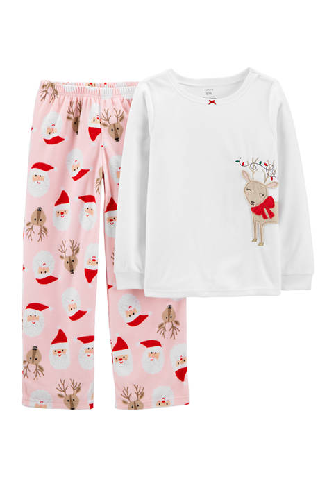 Carter's® Girls 4-16 2 Piece Reindeer Christmas Fleece Pajamas | belk
