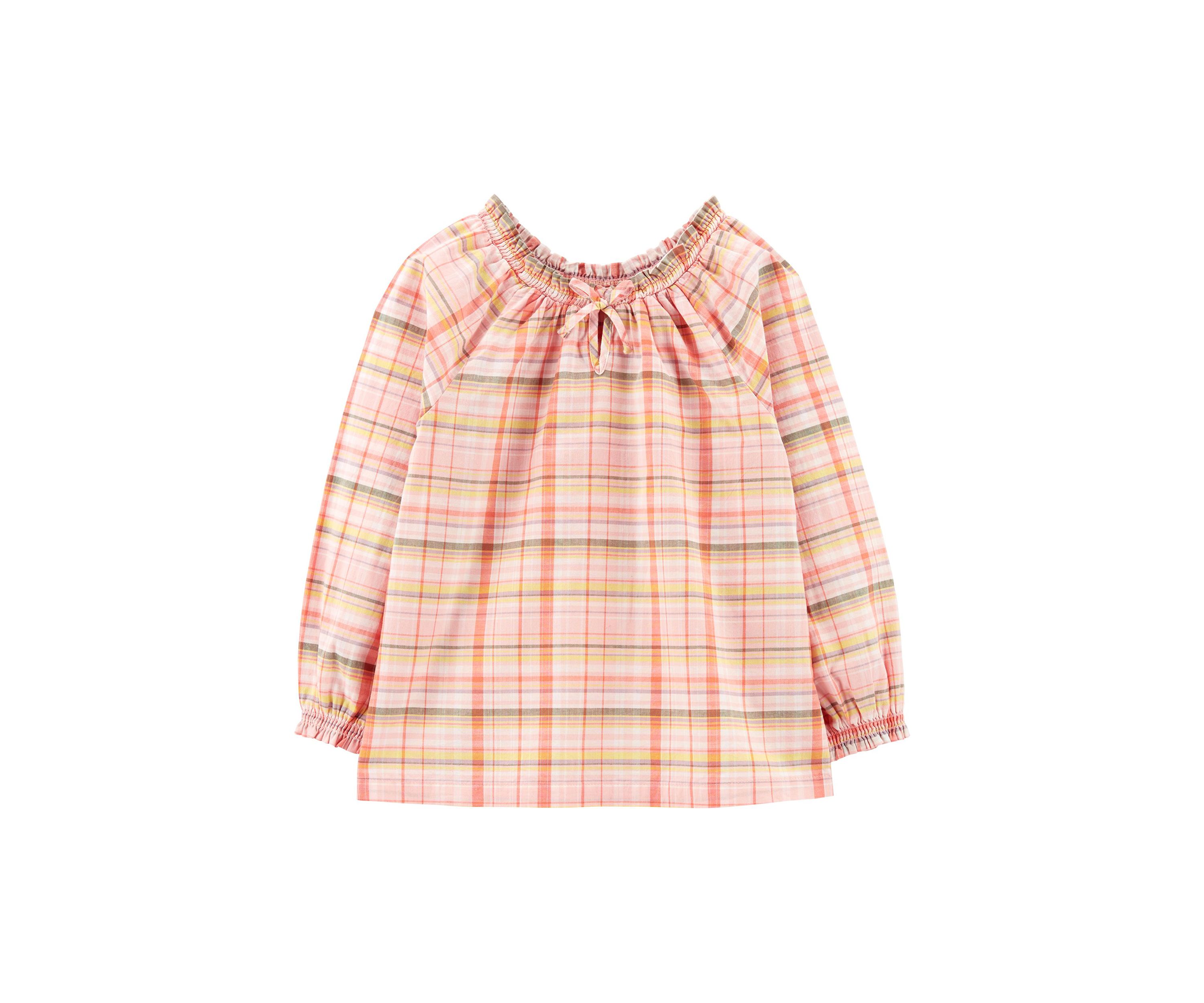 Girls 7-16 Ruffle Plaid Top