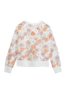 Girls 4-6x Floral Printed French Terry Top