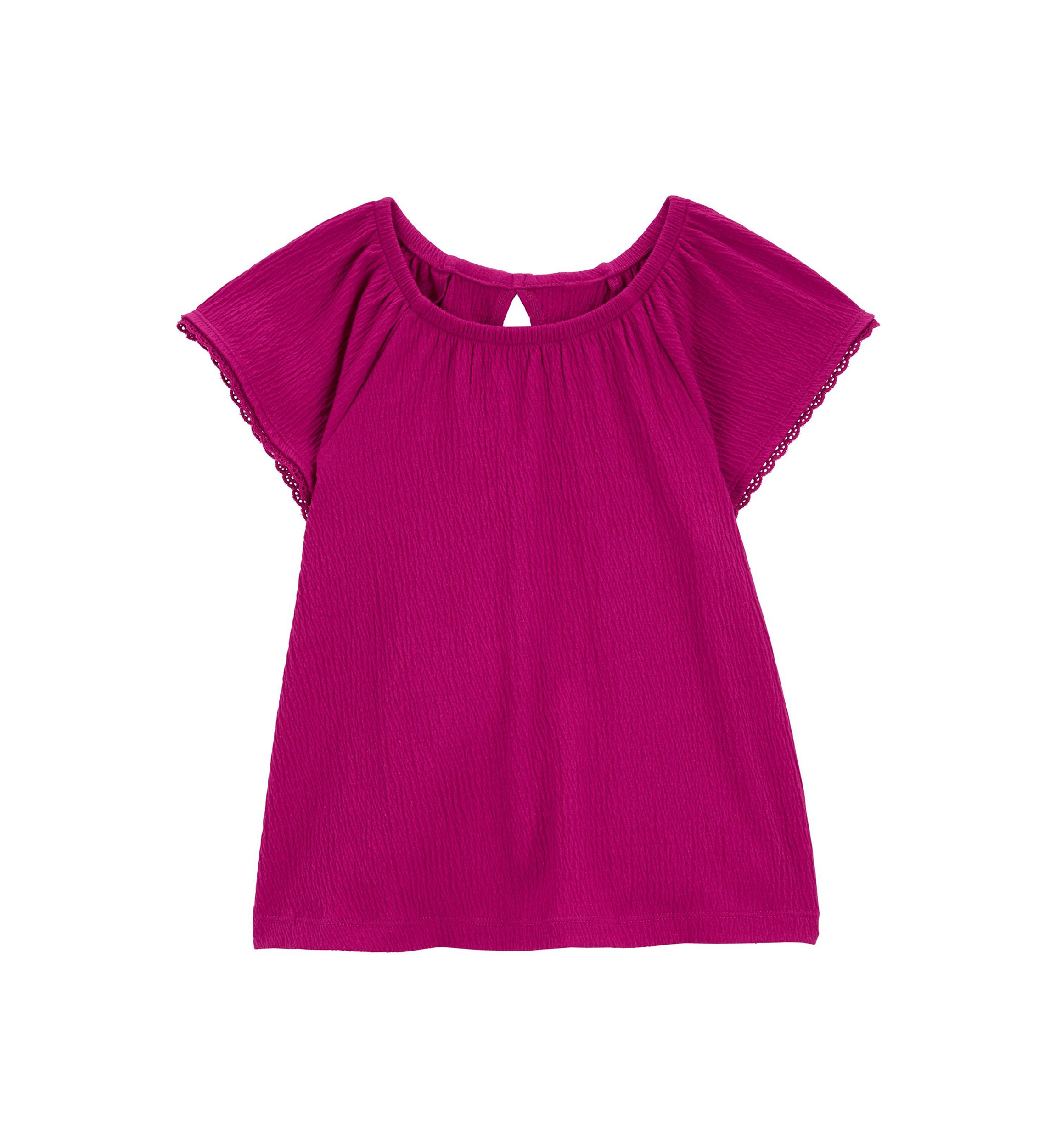 Girls 7-16 Flutter Sleeve Solid Knit Gauze Top