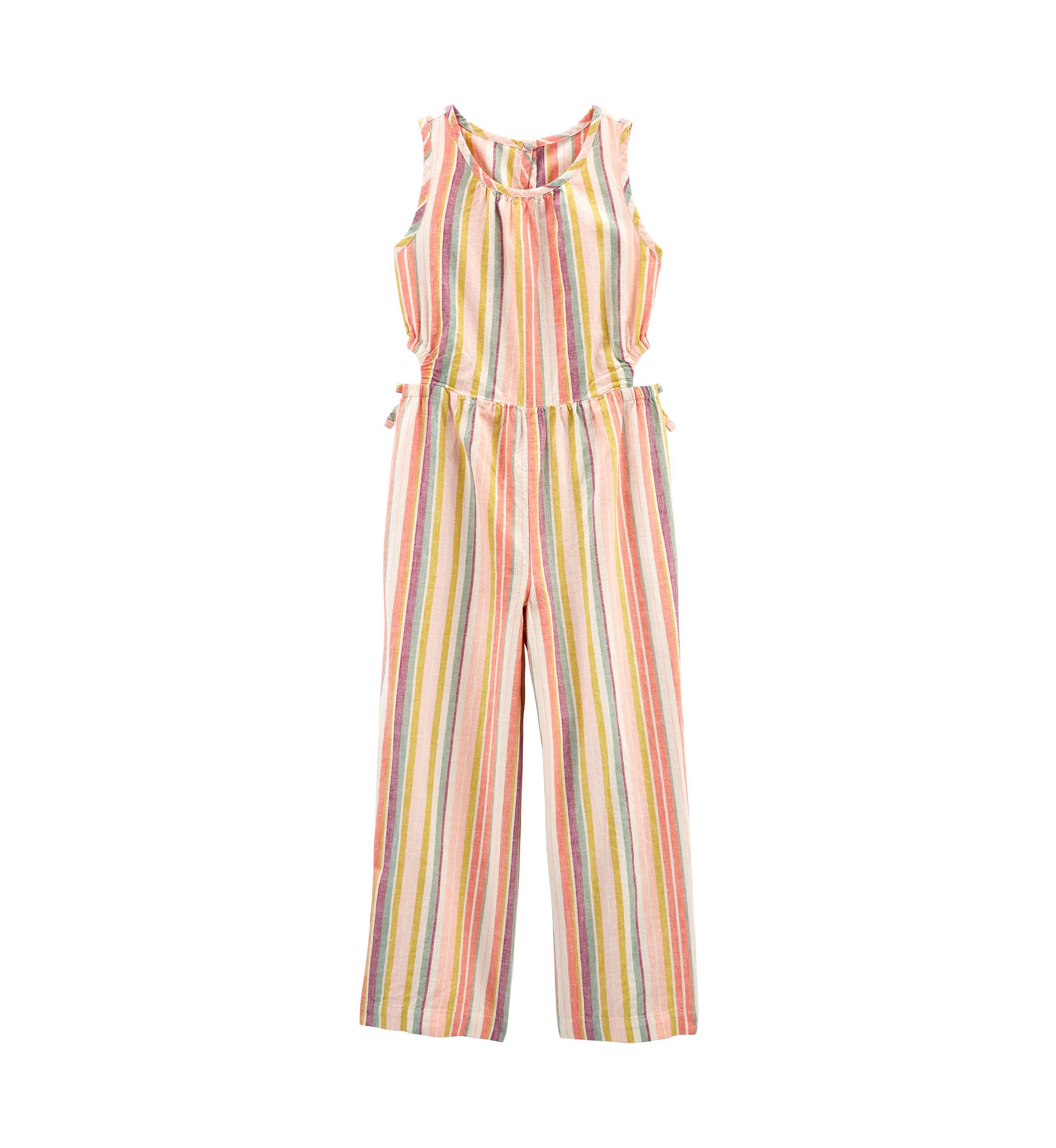 Girls 7-16 Linen Stripe Jumpsuit