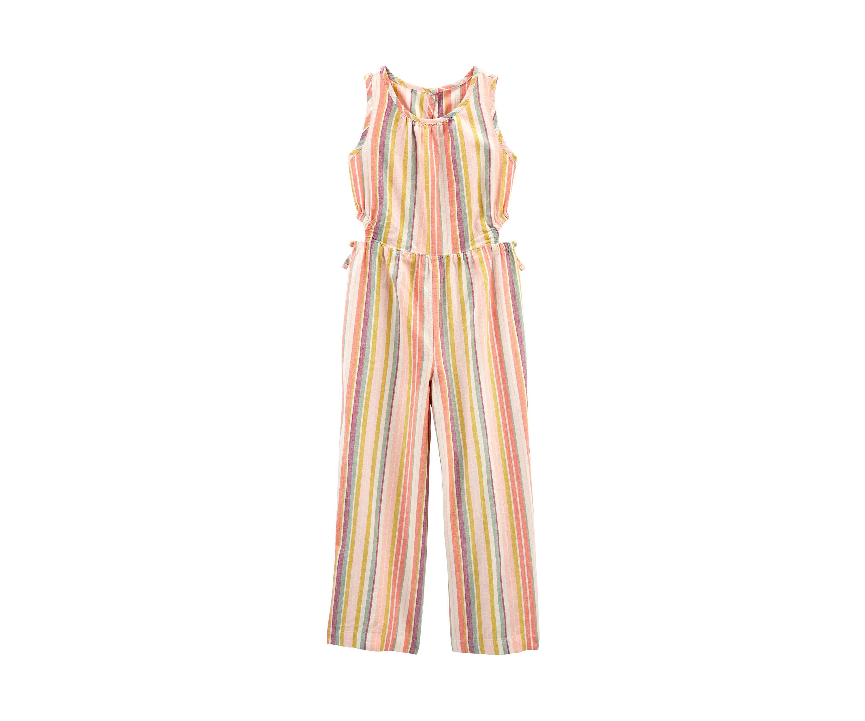 Girls 7-16 Linen Stripe Jumpsuit