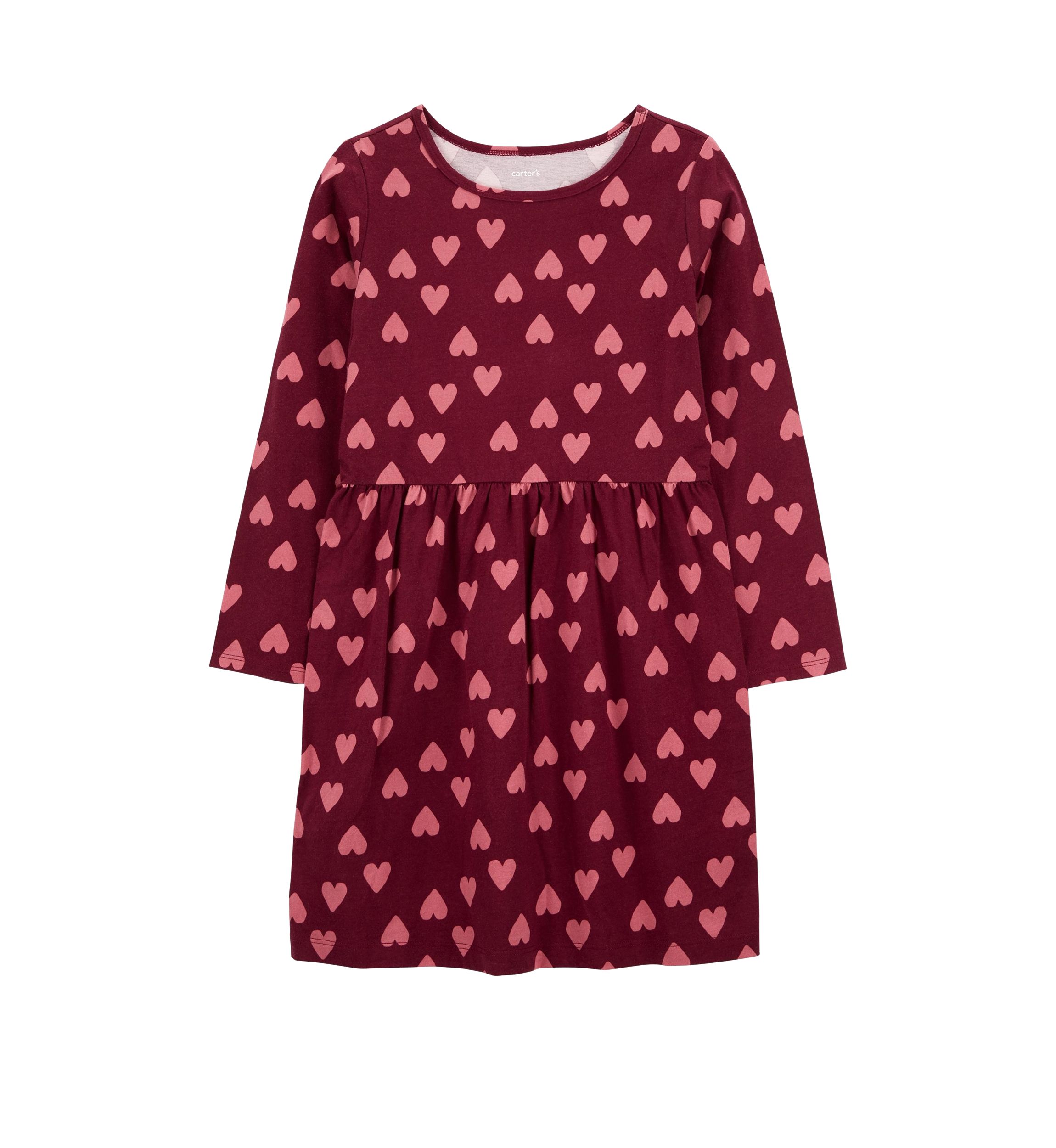 Girls 4-6x Long Sleeve Heart Printed Dress