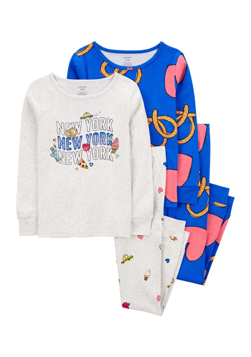 Girls 4-8 4 Piece New York Printed Pajama Set