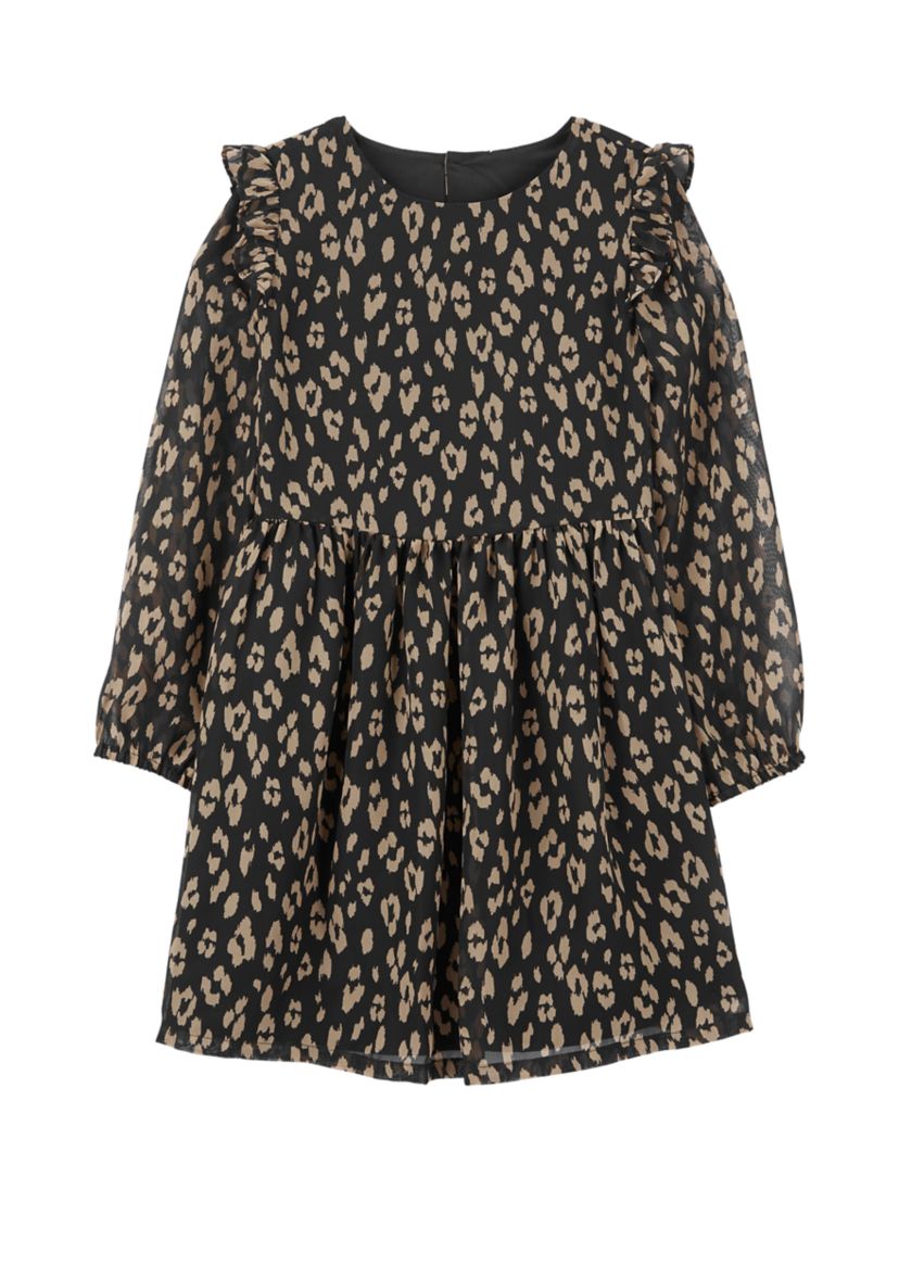 Girls 4-6x Chiffon Cheetah Dress