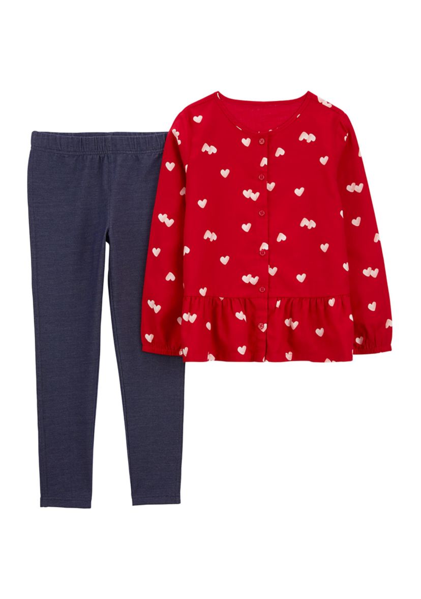 Girls 4-6x Valentines Day Heart Printed T-Shirt Set