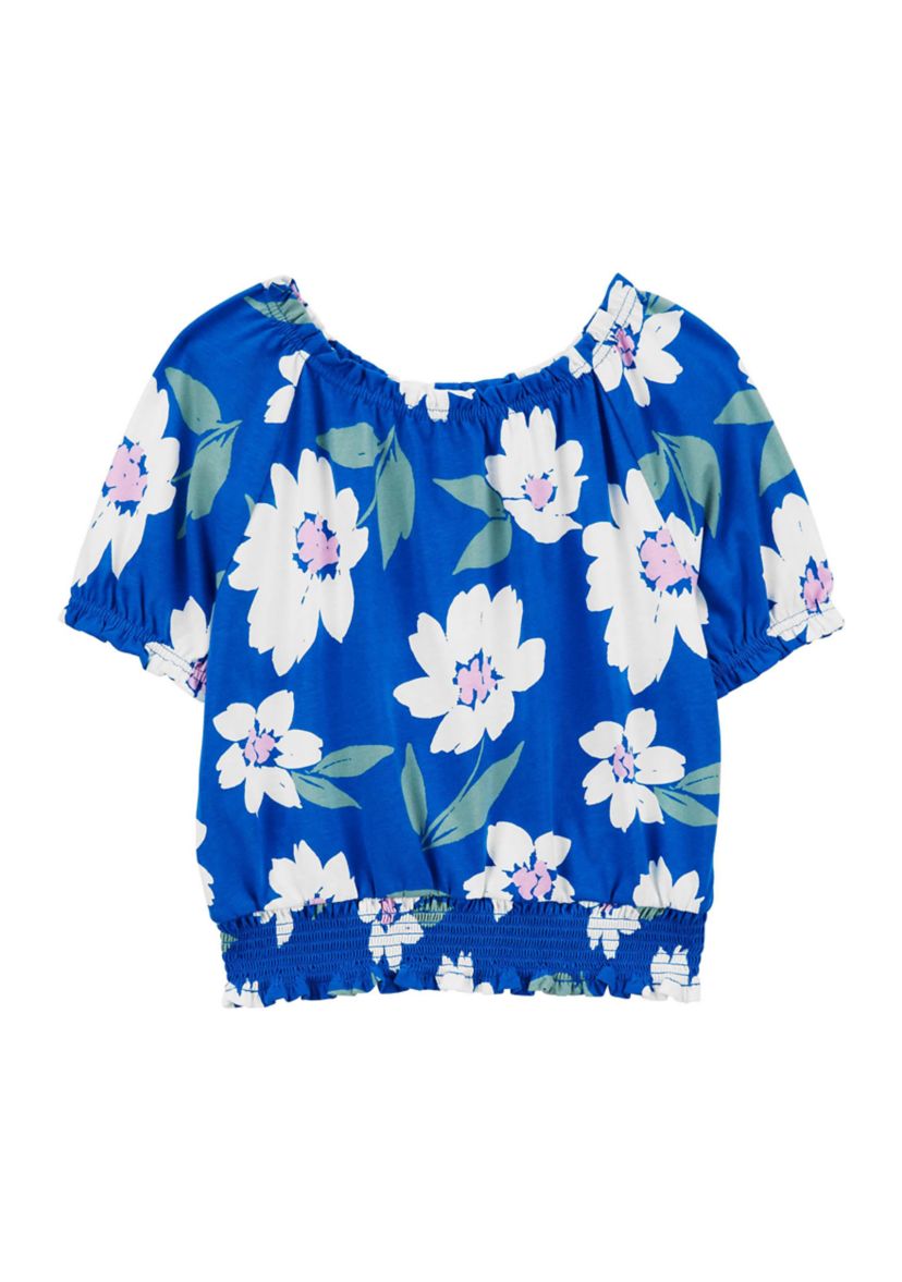 Girls 4-6x Floral Printed Bubble Top