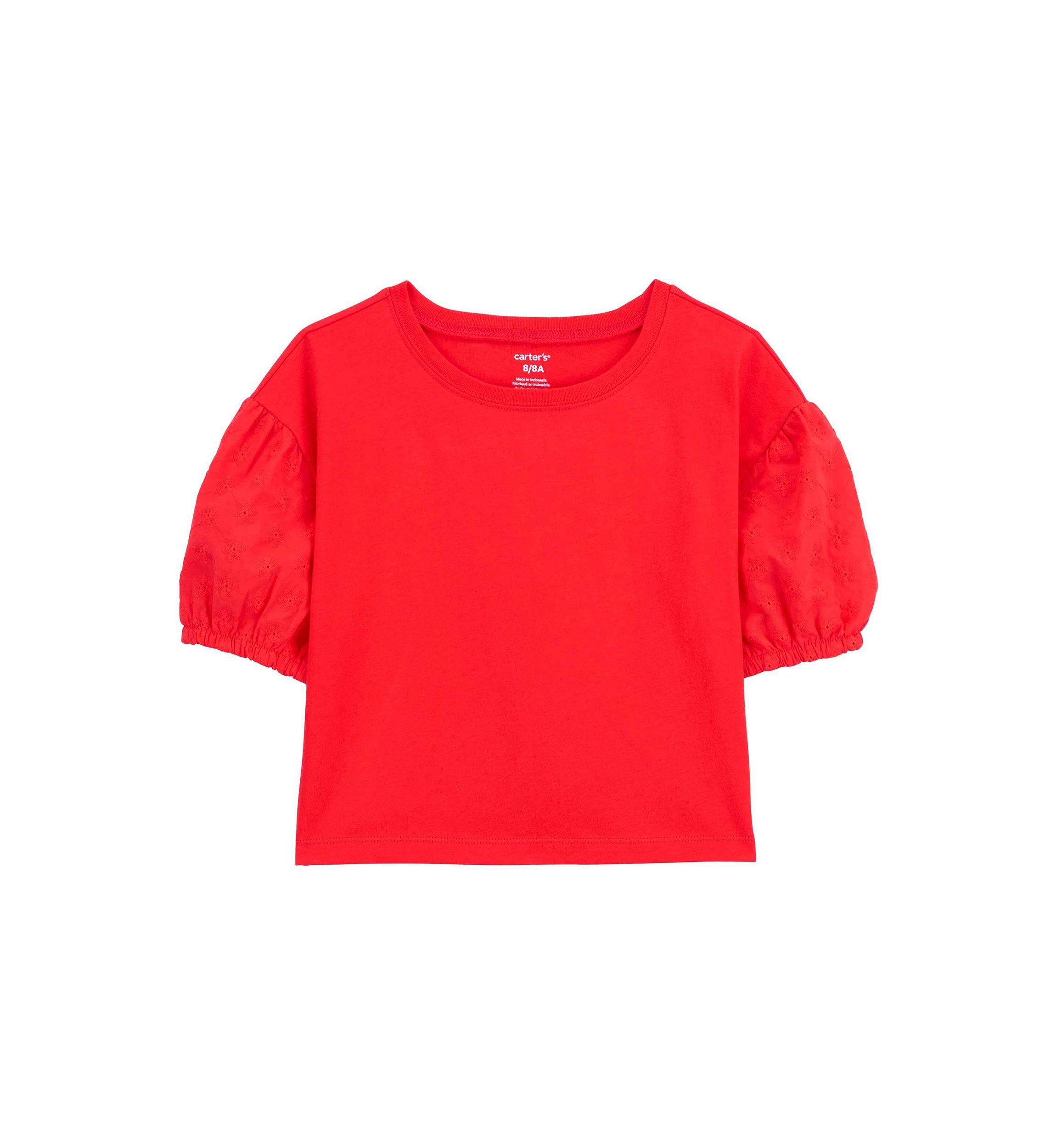 Girls 4-6x Eyelet Puff Sleeve Top