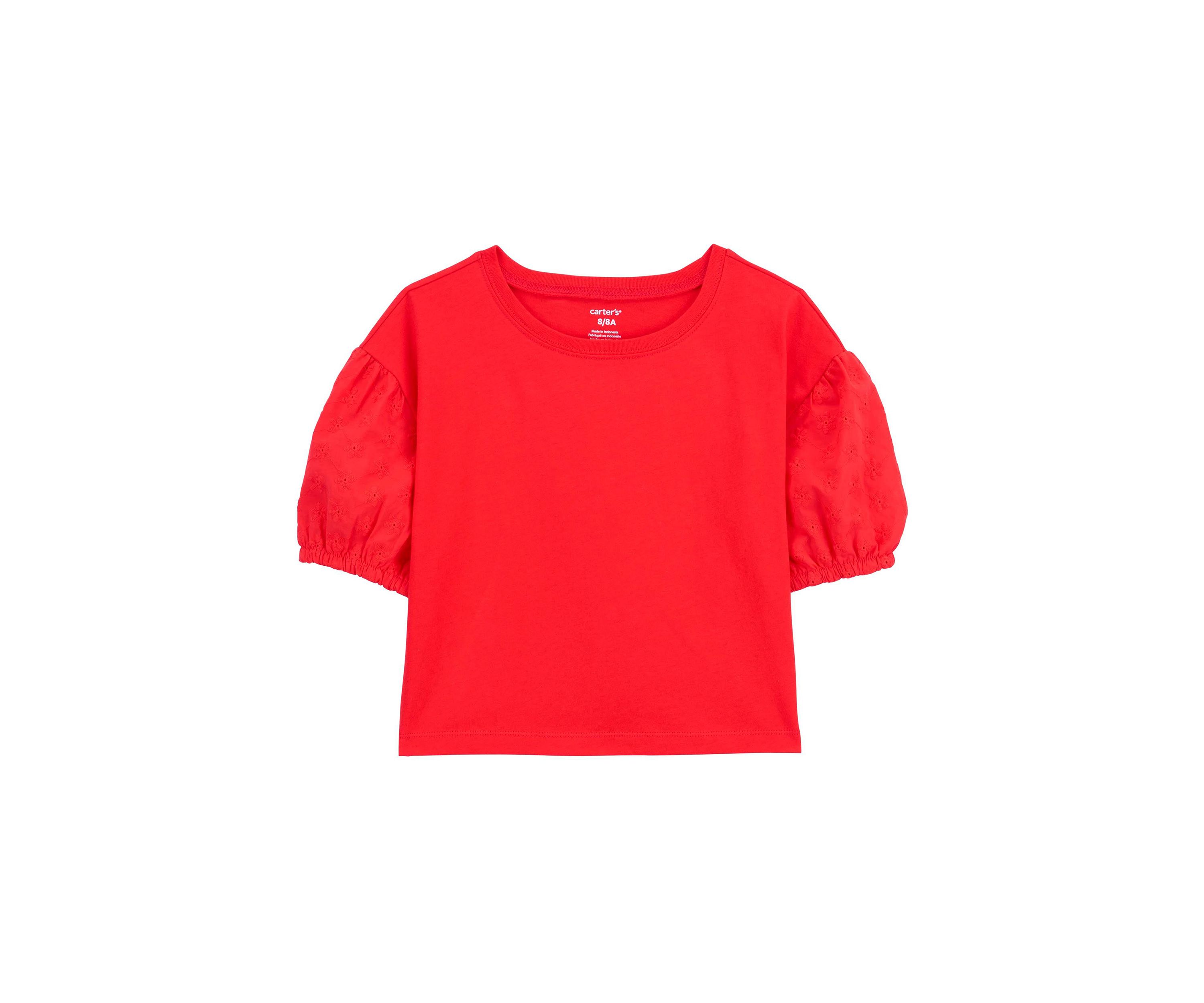 Girls 4-6x Eyelet Puff Sleeve Top