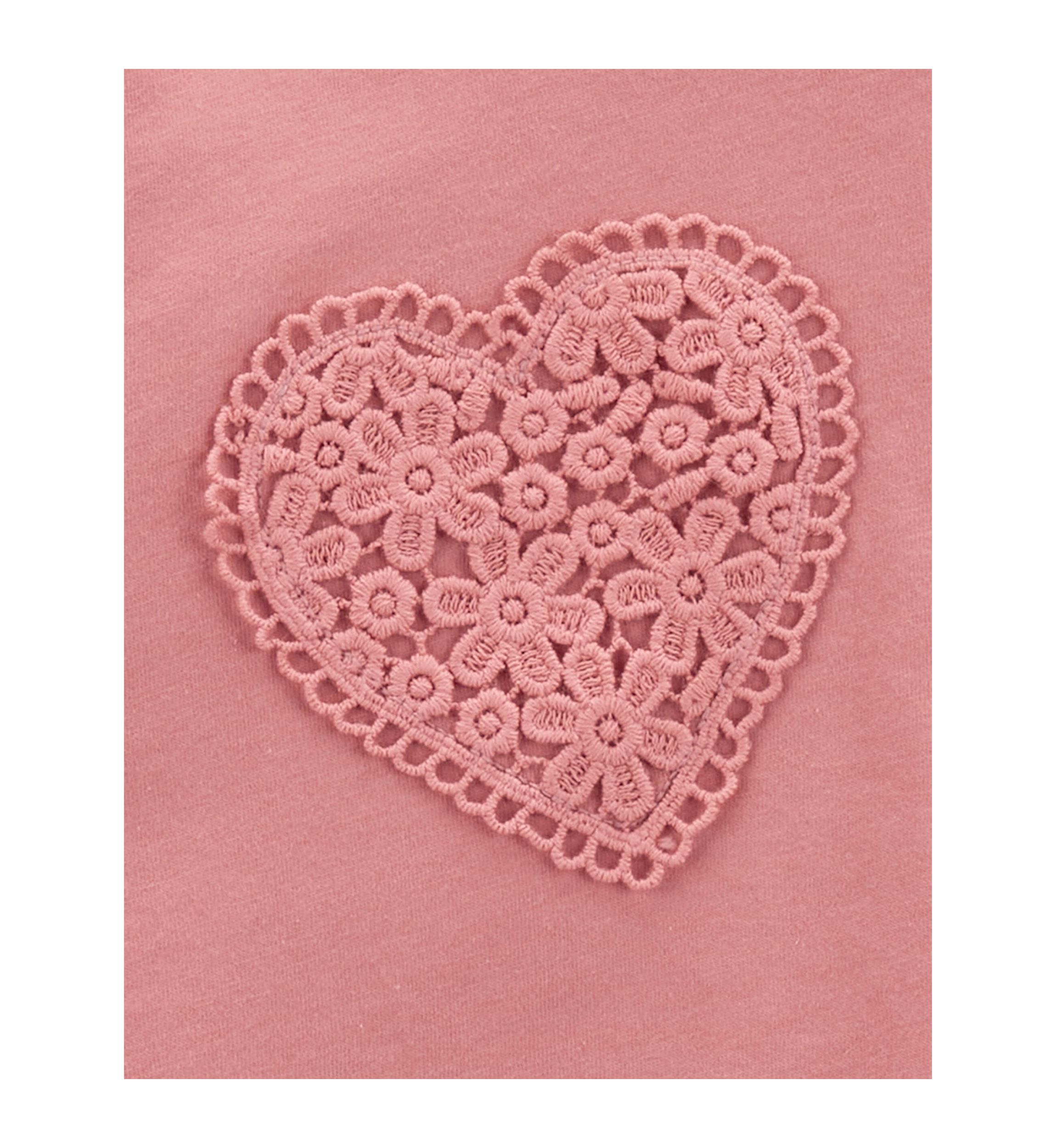Girls 4-6x Short Sleeve Heart Embroidered Top