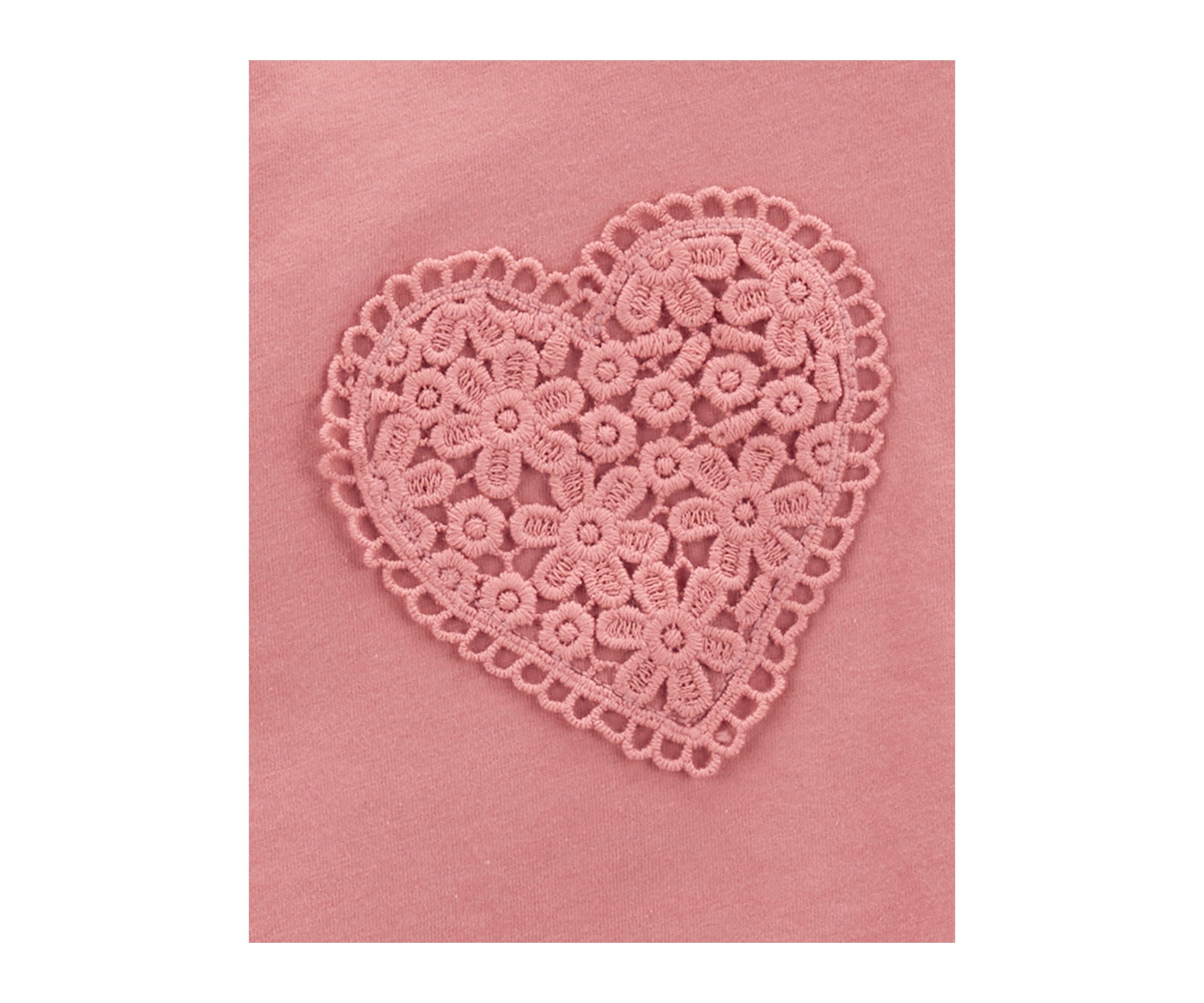 Girls 4-6x Short Sleeve Heart Embroidered Top