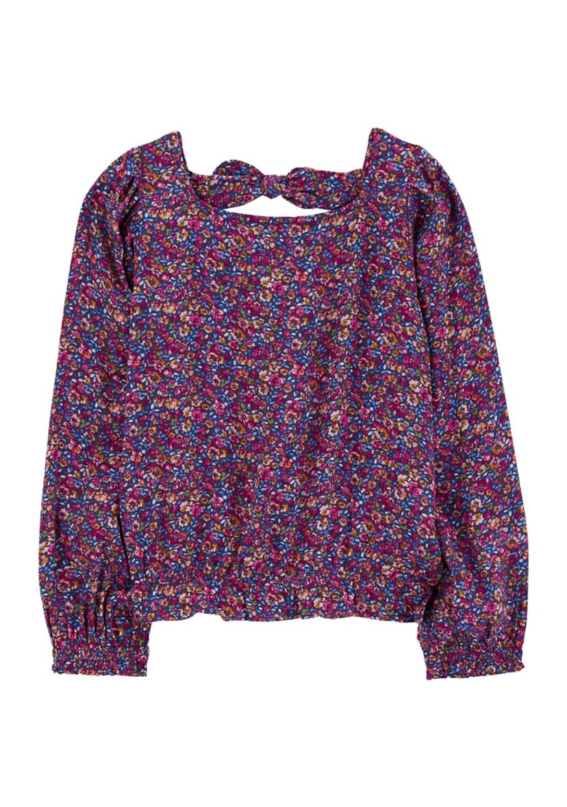 Girls 4-6x Long Sleeve Floral Printed Top