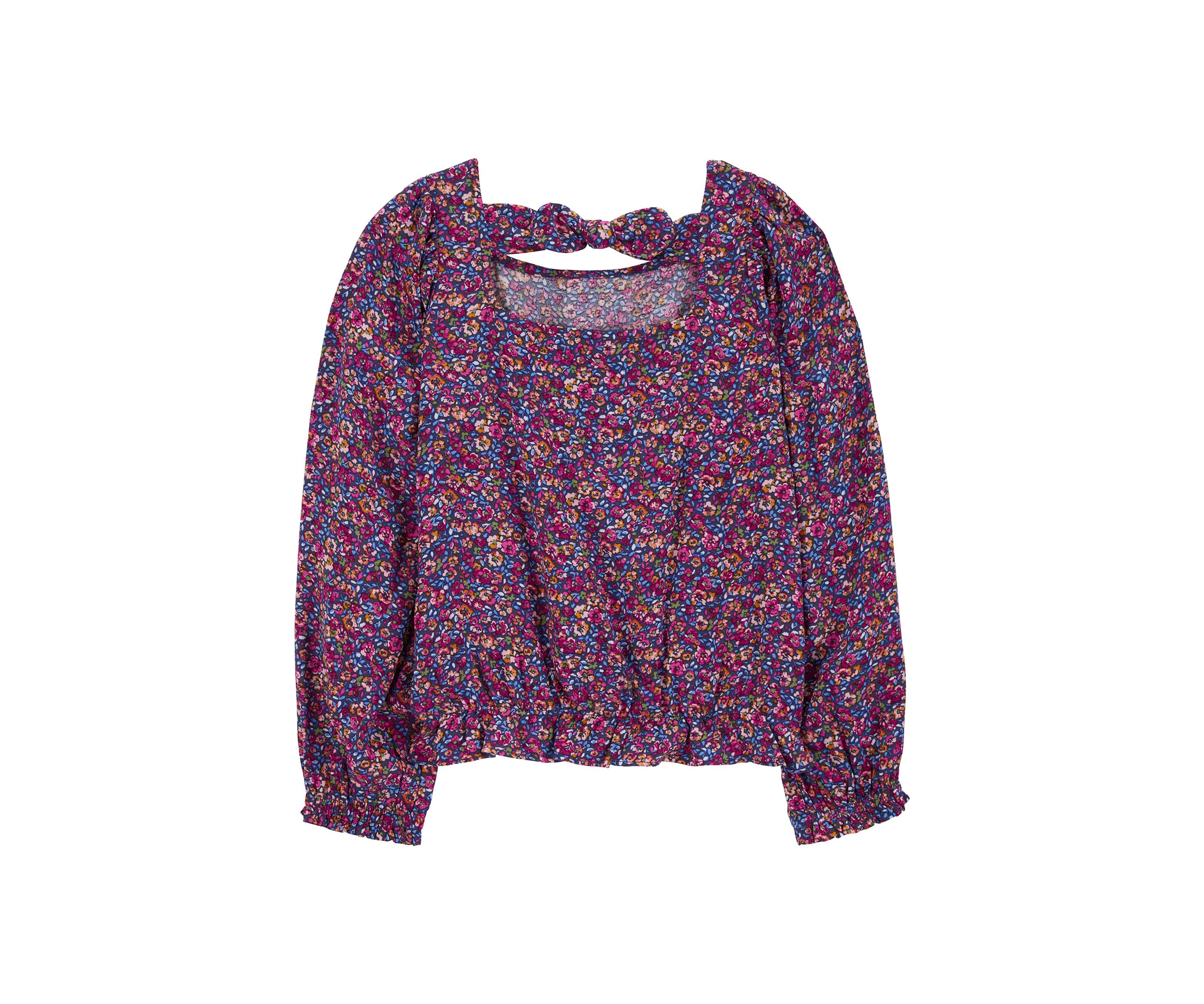 Girls 4-6x Long Sleeve Floral Printed Top