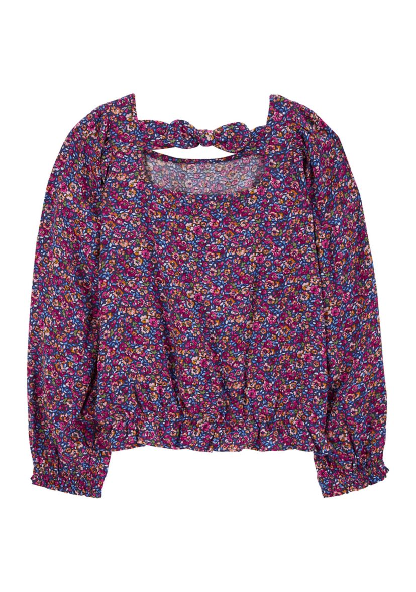 Girls 4-6x Long Sleeve Floral Printed Top