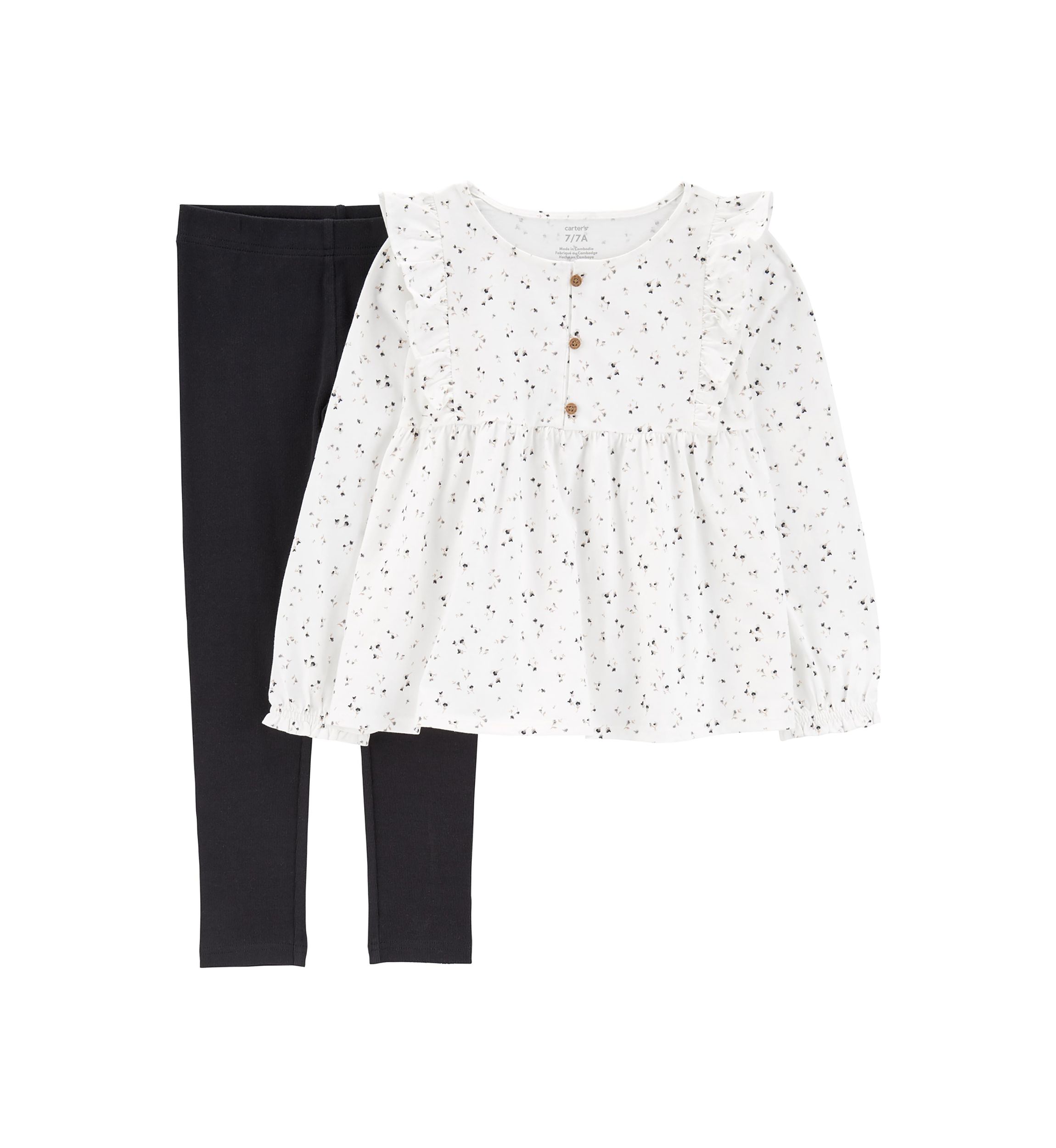 Girls 4-6x Floral Printed Blouse and Leggings Set