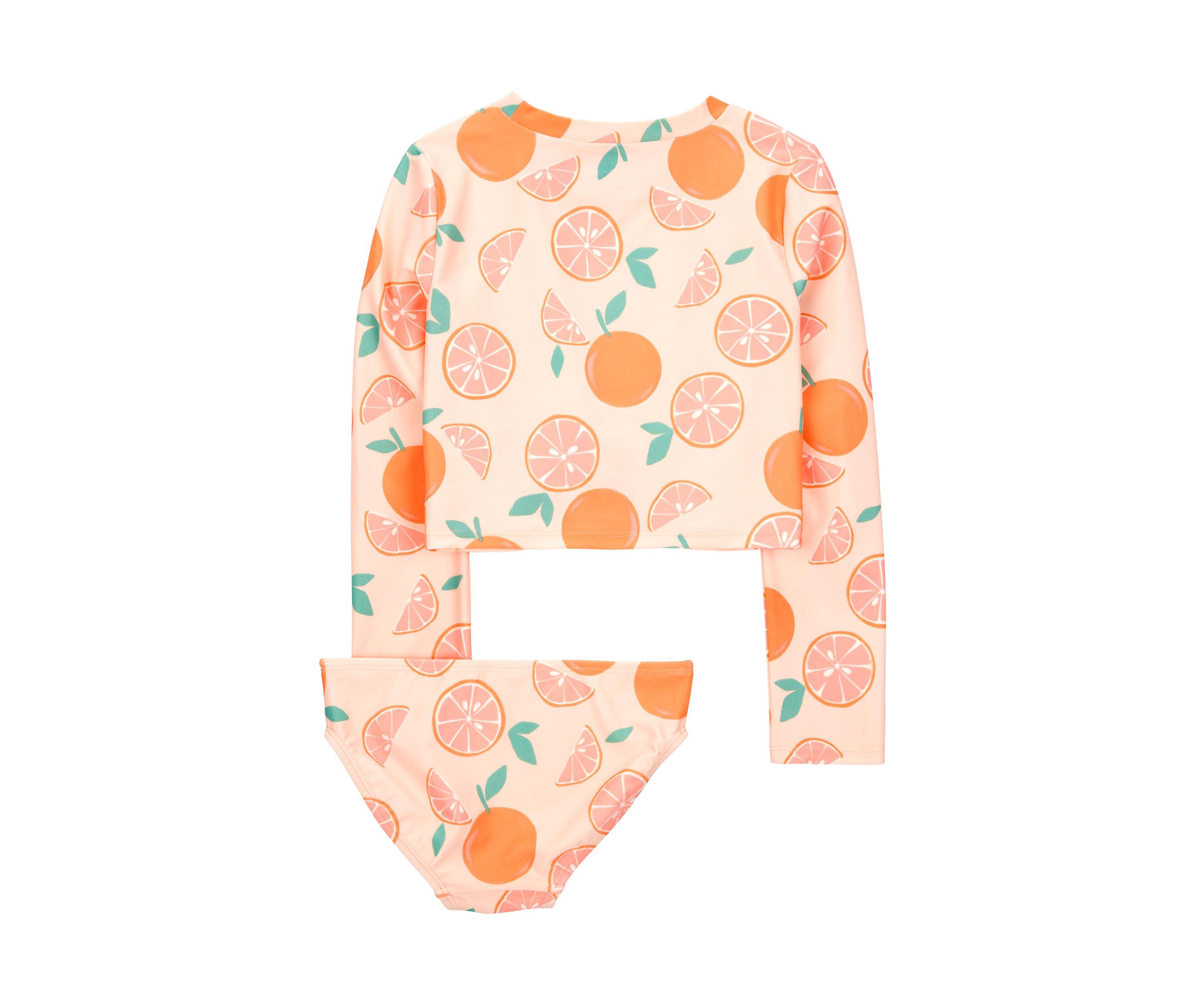 Girls 7-16 Orange Printed Rashguard Swim Set
