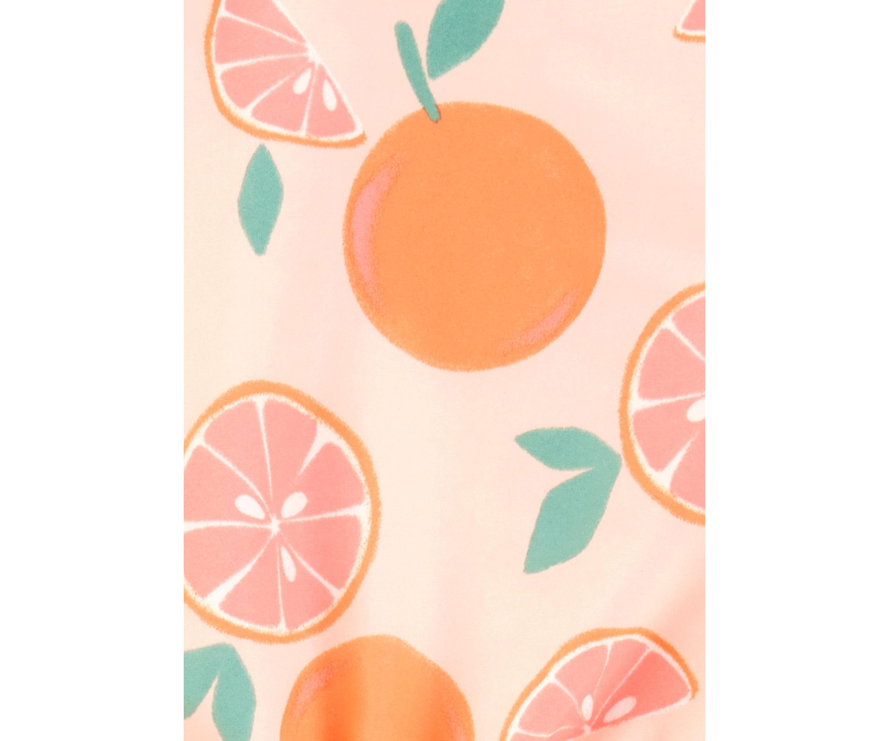 Girls 7-16 Orange Printed Rashguard Swim Set