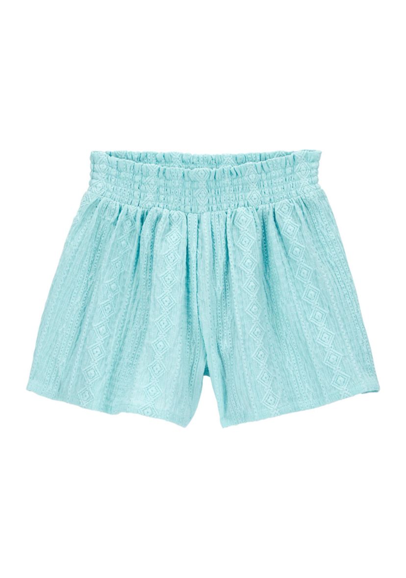 Girls 4-14 Smocked Textured Shorts