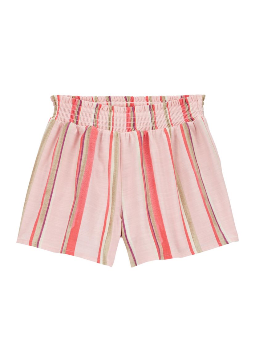  Girls 4-14 Stretchy Paper Bag Printed Shorts