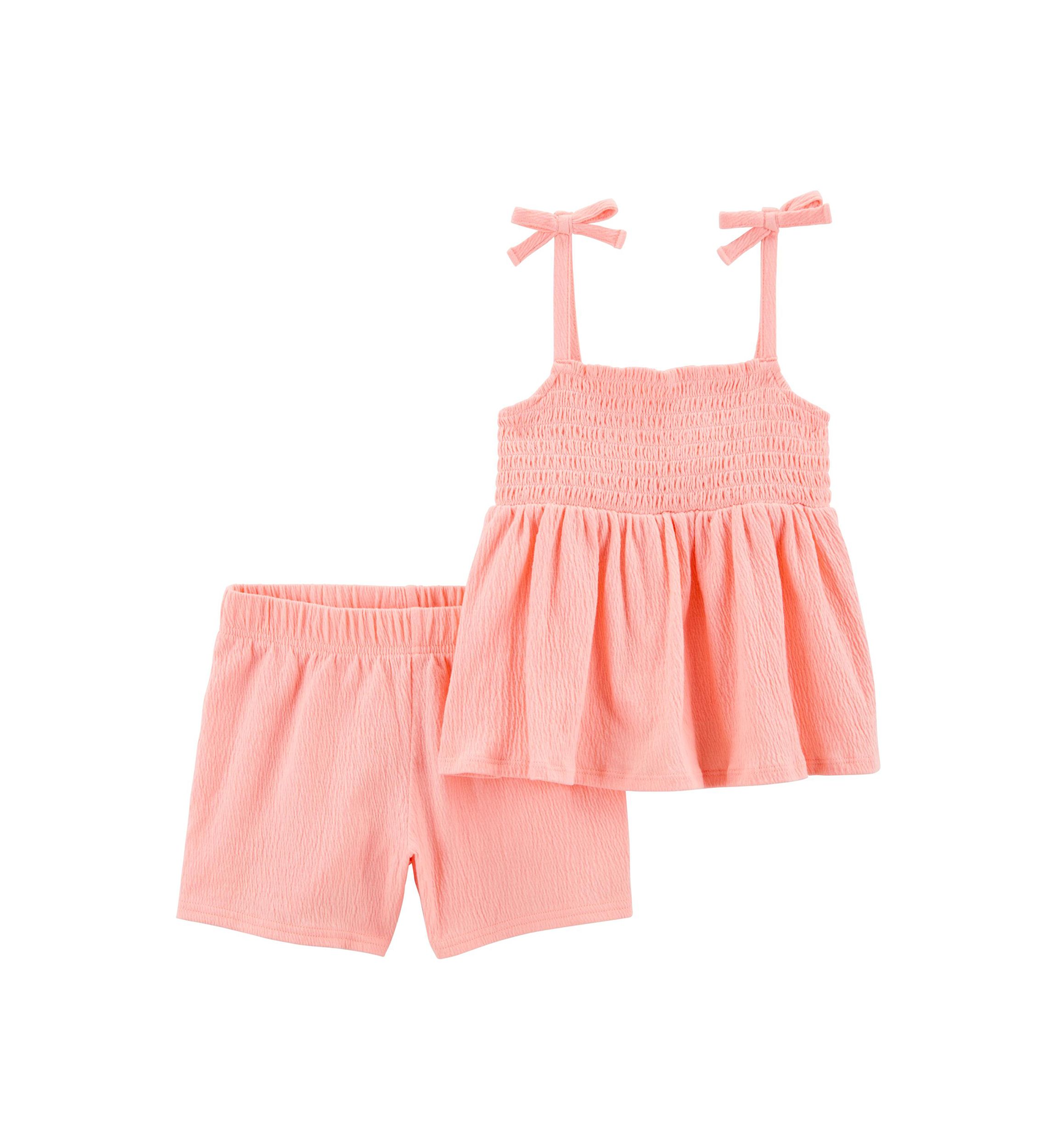 Girls 4-8 Smocked Tie Tank Top and Shorts Set
