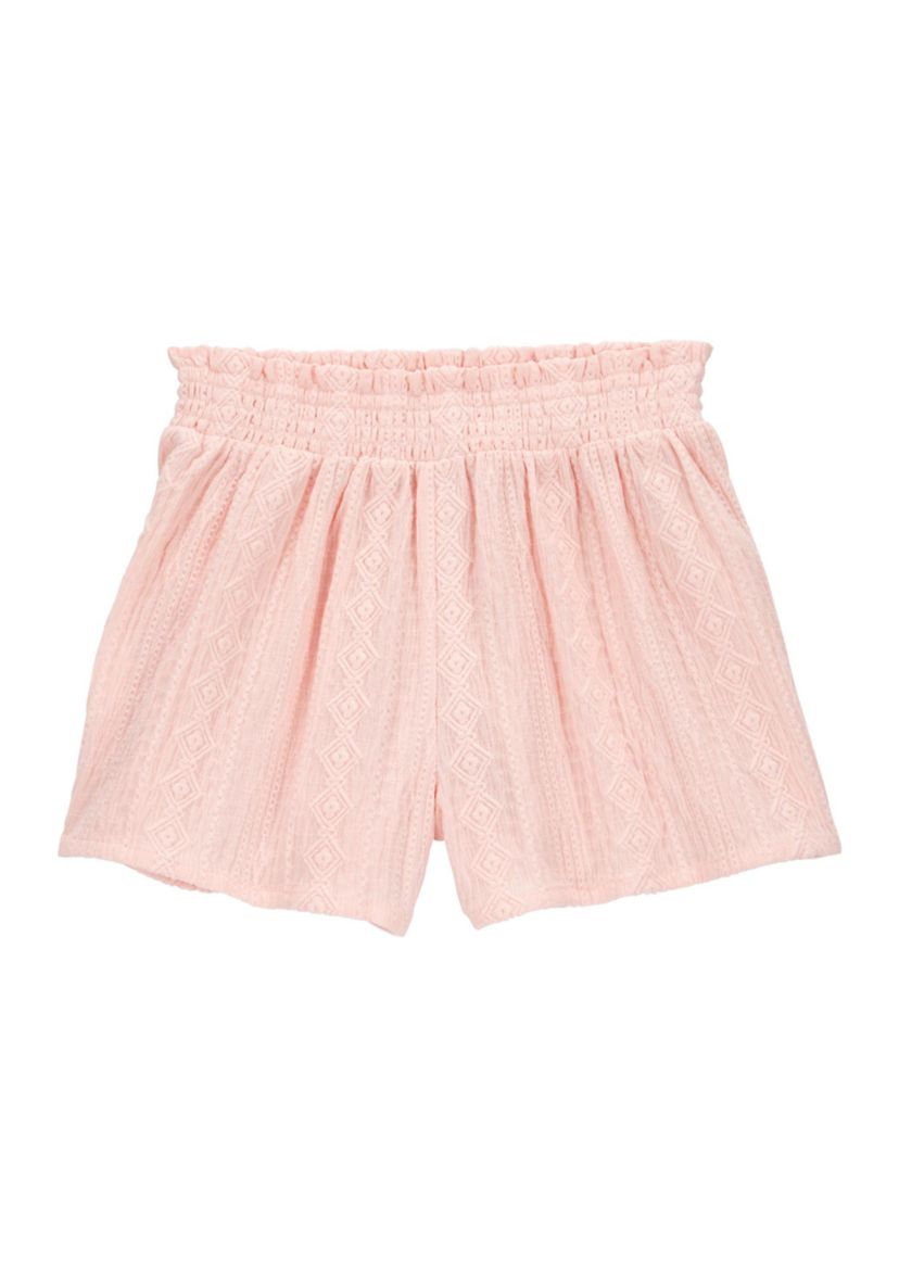 Girls 4-14 Smocked Textured Shorts