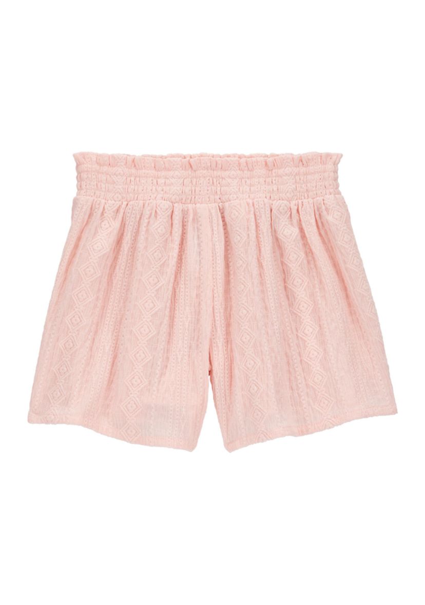 Girls 4-14 Smocked Textured Shorts