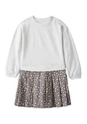 Carter's Girls 4-6x Long Sleeve Woven Dress with Printed Skirt