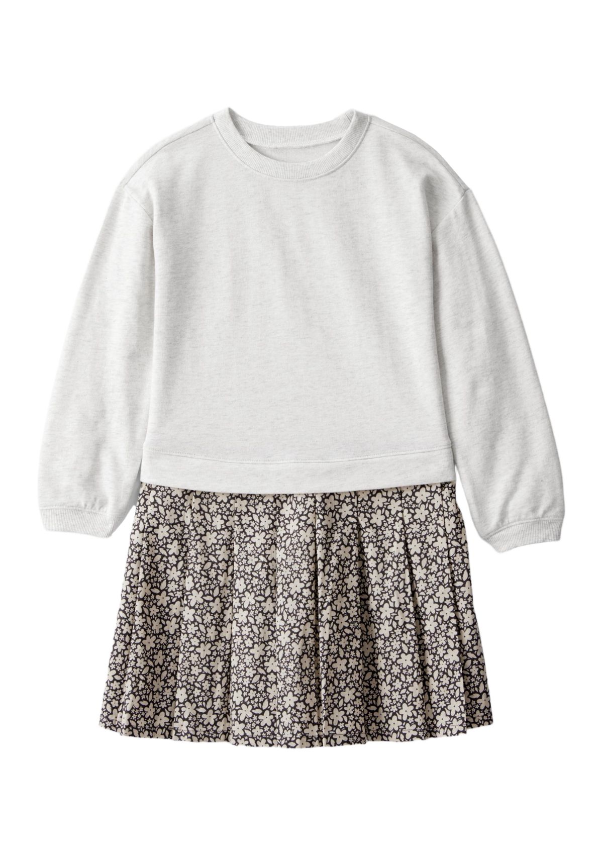 Girls 4-6x Long Sleeve Woven Dress with Printed Skirt