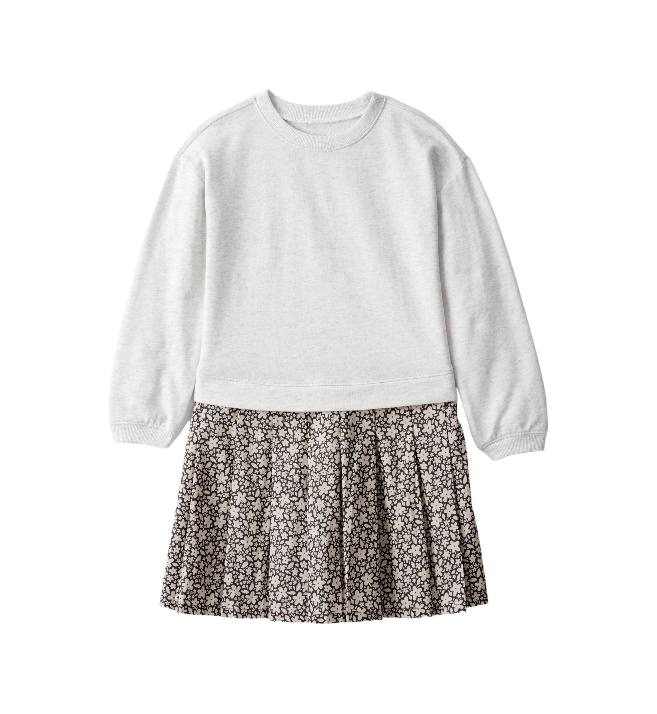 Girls 4-6x Long Sleeve Woven Dress with Printed Skirt