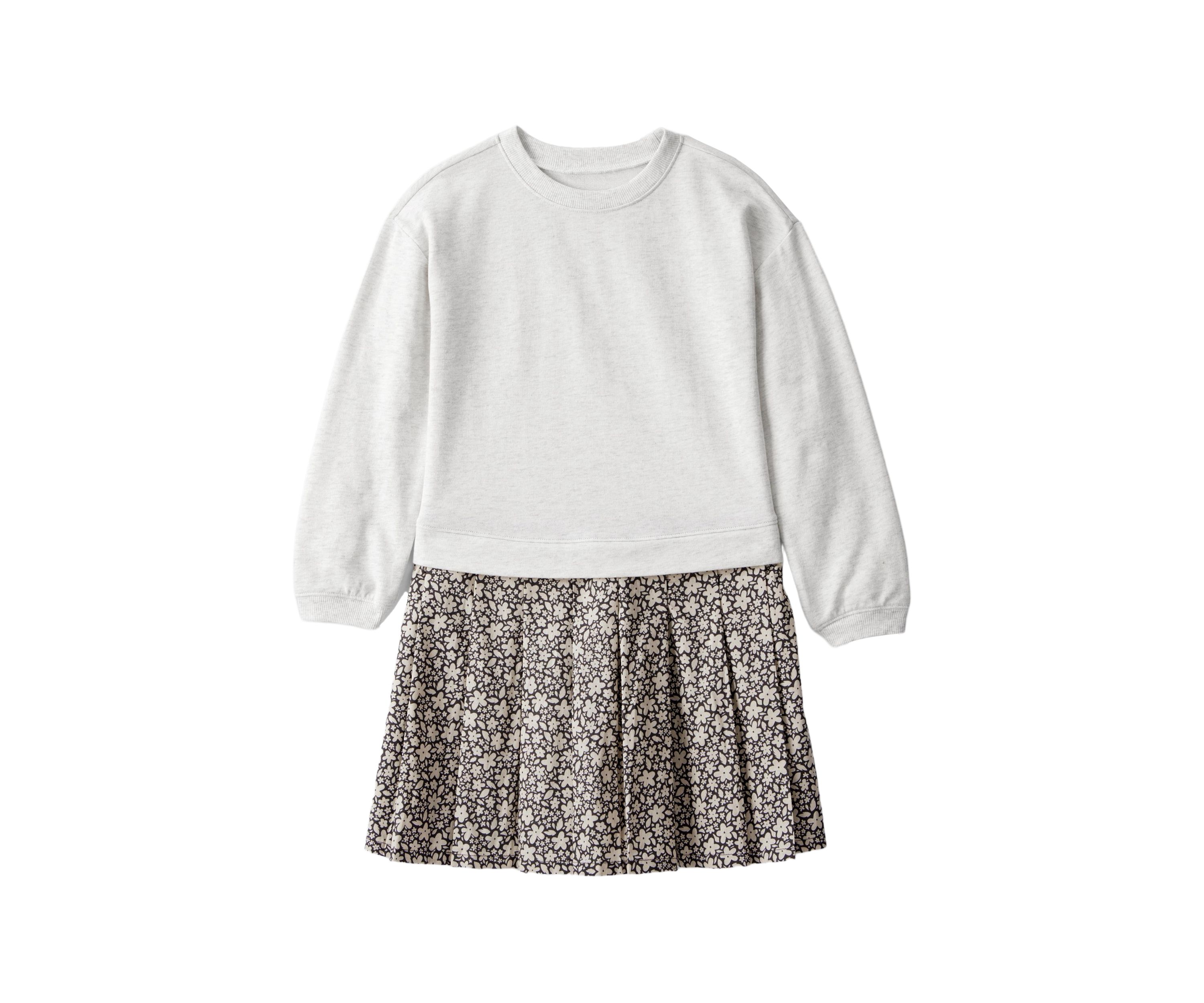 Girls 4-6x Long Sleeve Woven Dress with Printed Skirt