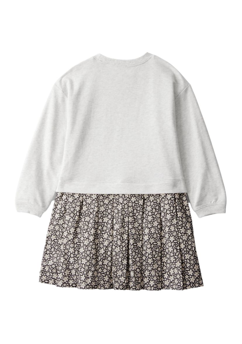Girls 4-6x Long Sleeve Woven Dress with Printed Skirt