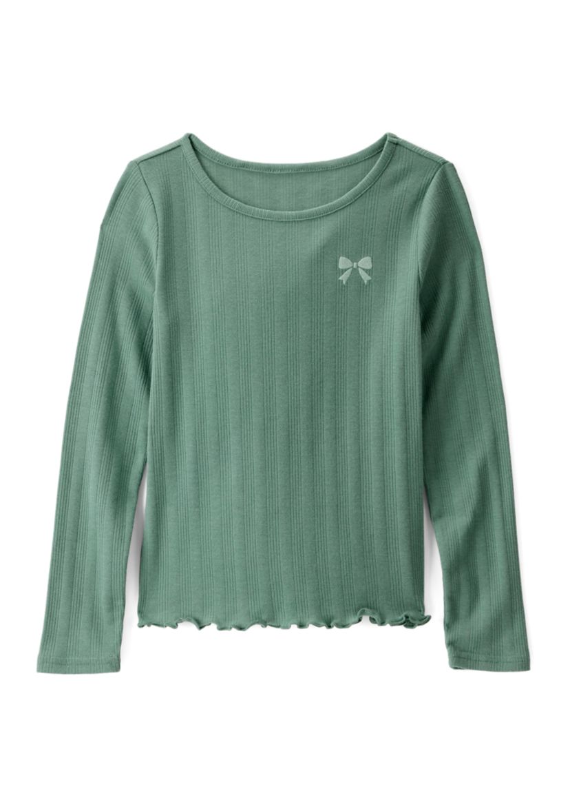 Girls 4-6x Lettuce Trim Knit Top