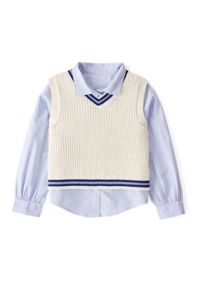 Carter's Girls 4-6x Long Sleeve Top and Sweater Vest Set, 6 - 6X