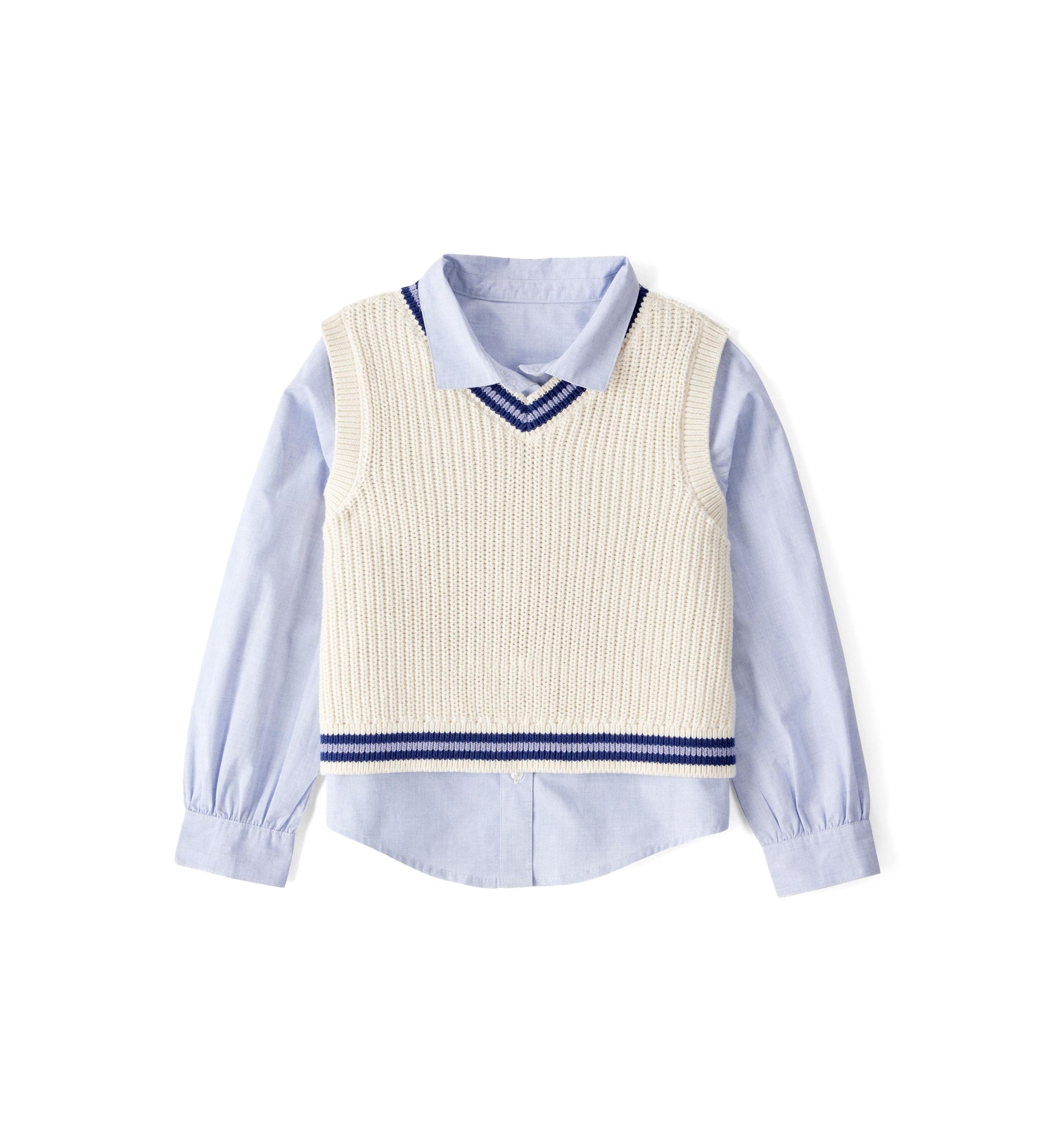 Girls 4-6x Long Sleeve Top and Sweater Vest Set