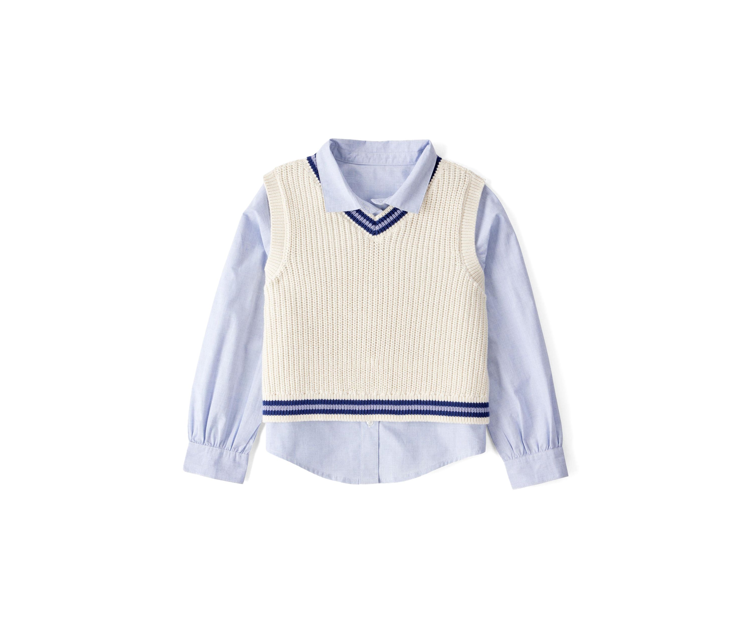 Girls 4-6x Long Sleeve Top and Sweater Vest Set