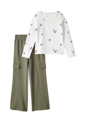 Carter's Girls 4-6x Long Sleeve Floral Top and Cargo Pants Set