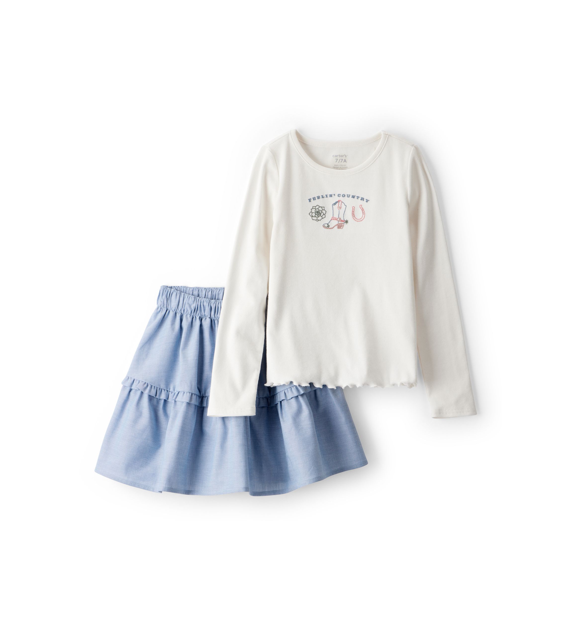 Girls 4-6x Western Graphic Top and Skirt Set