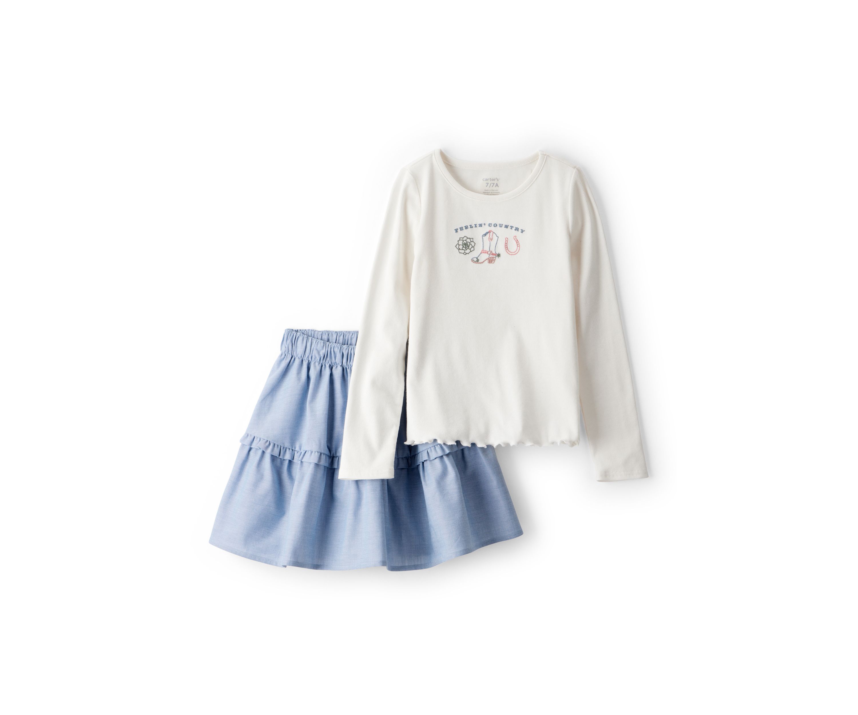 Girls 4-6x Western Graphic Top and Skirt Set