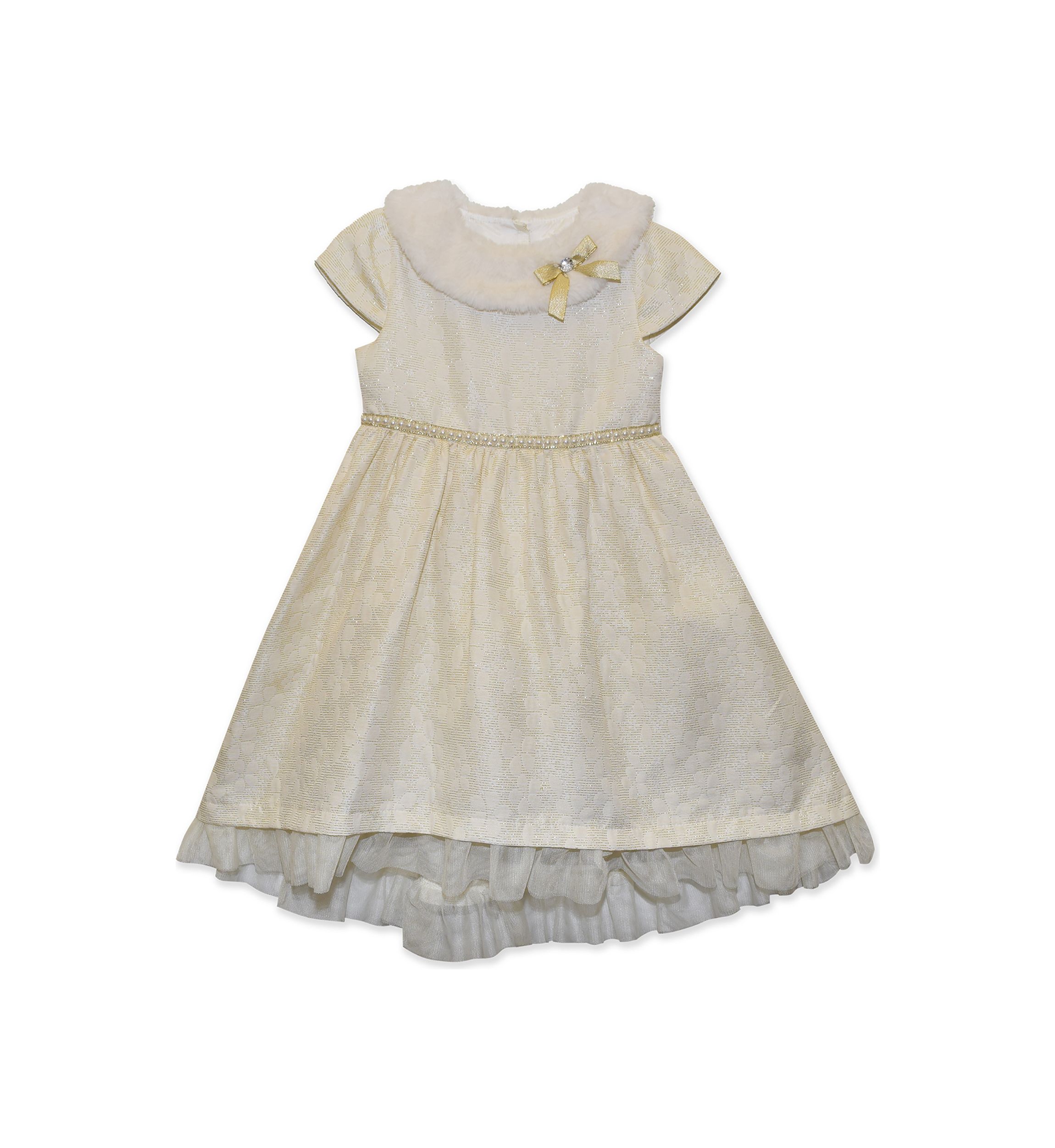Girls 7-16 Dress with Fur Collar
