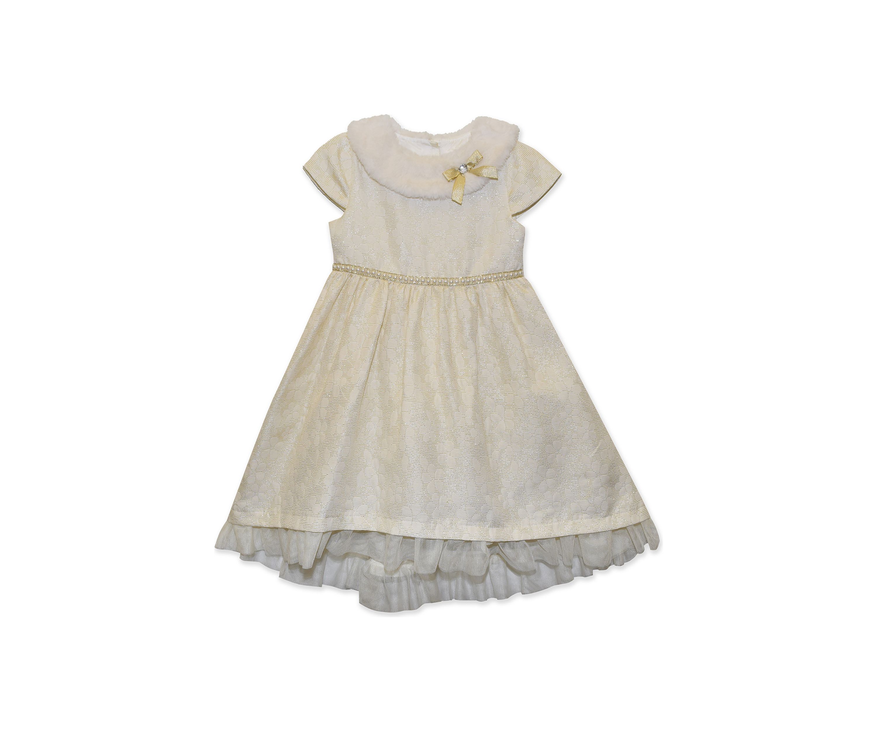 Girls 7-16 Dress with Fur Collar