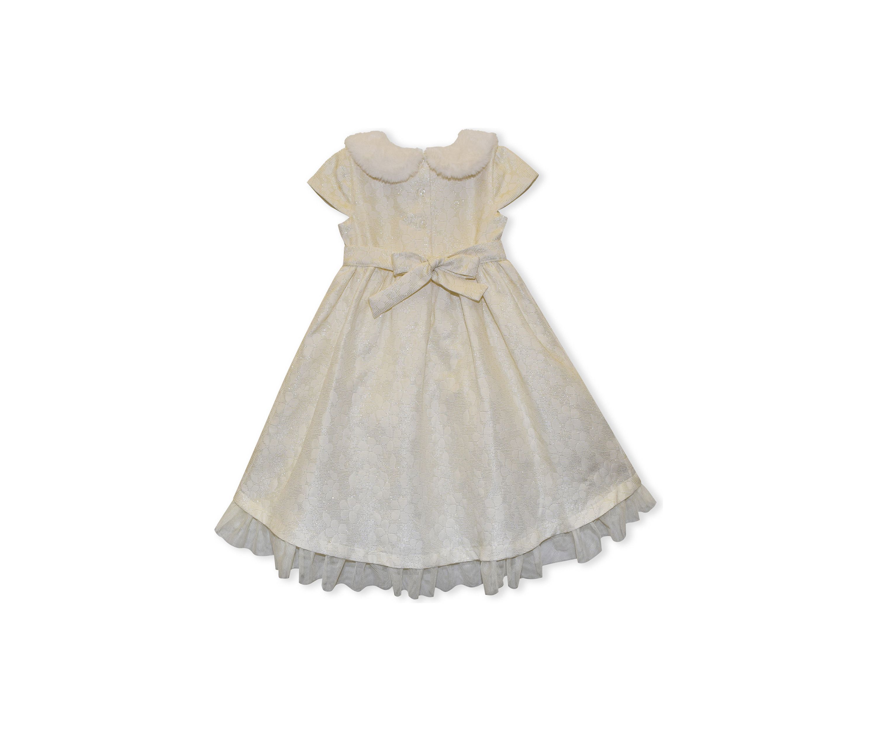 Girls 7-16 Dress with Fur Collar