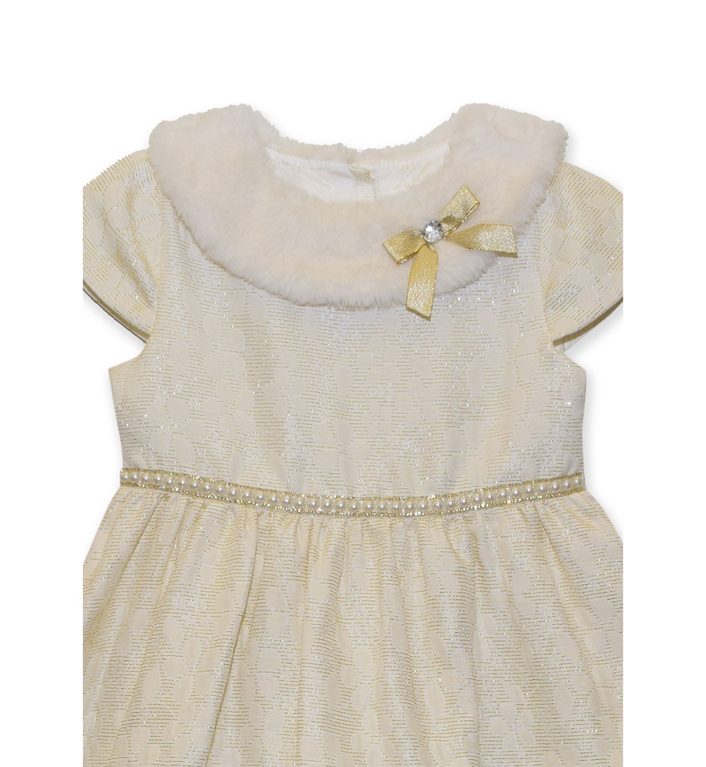 Girls 7-16 Dress with Fur Collar
