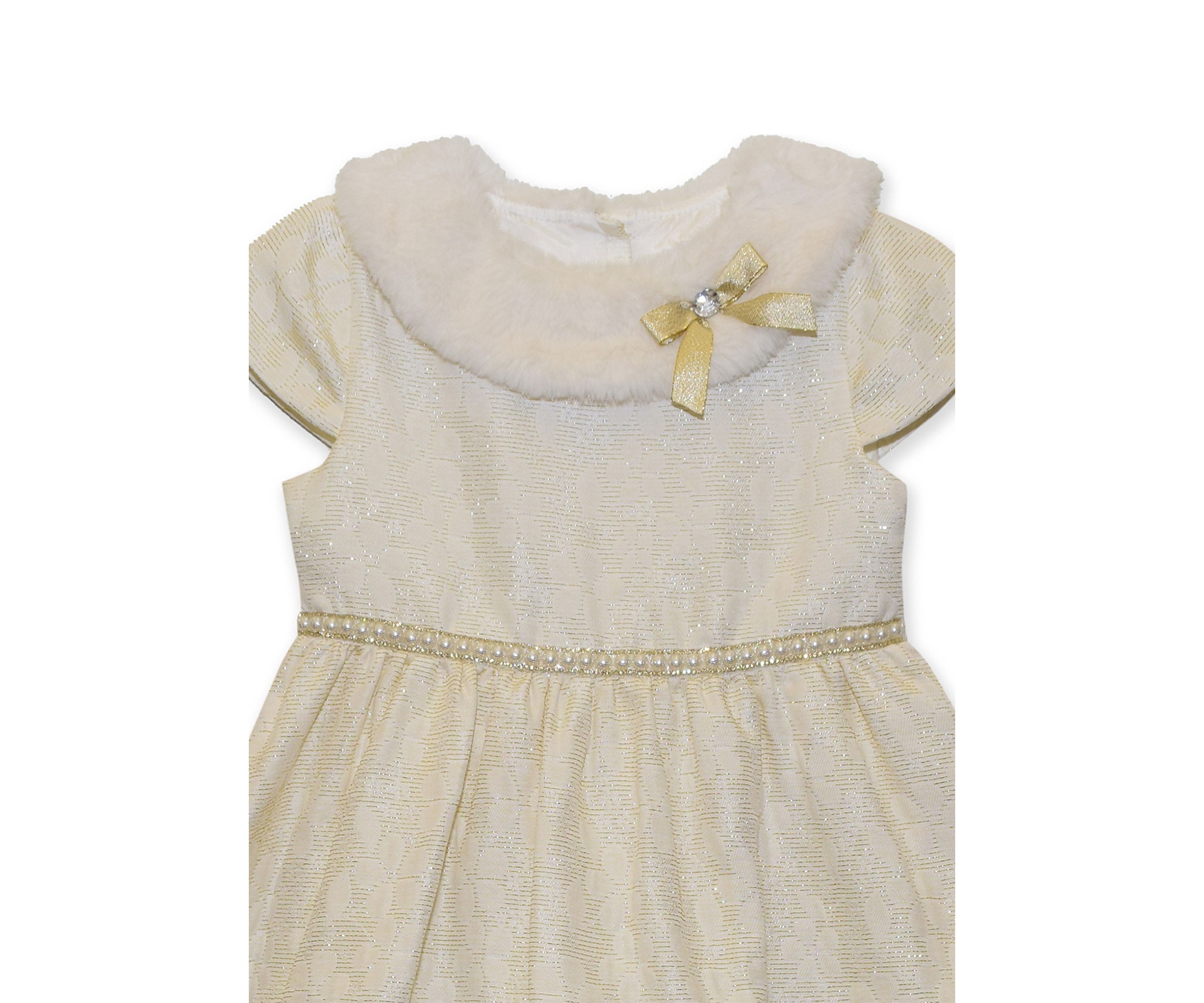 Girls 7-16 Dress with Fur Collar
