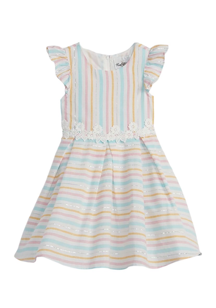Girls 4-6x Printed Stripe Linen Dress 