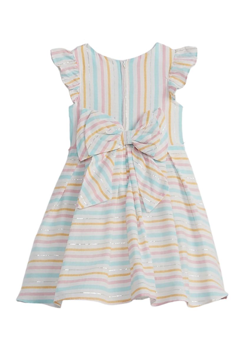 Girls 4-6x Printed Stripe Linen Dress 