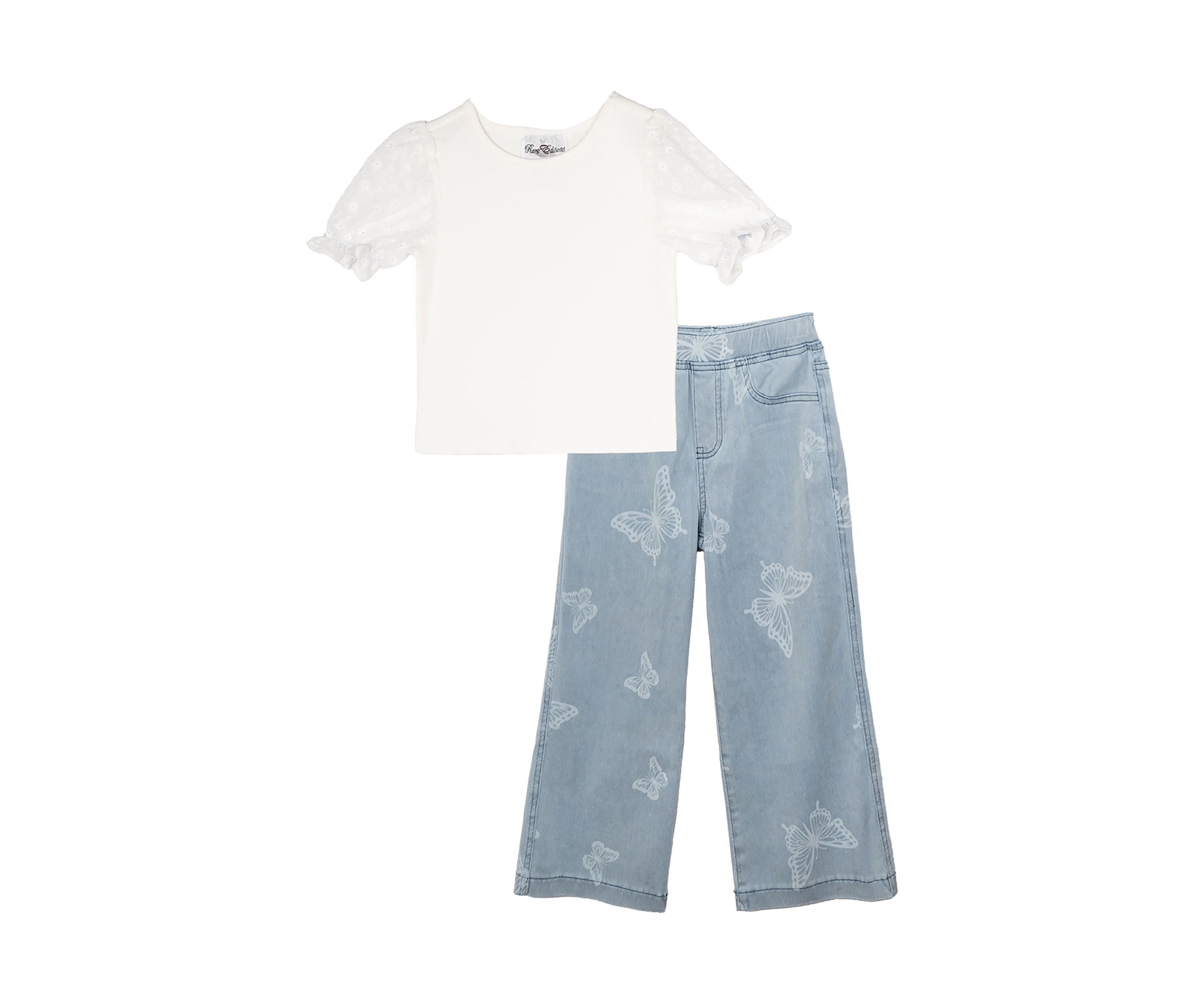 Girls 4-6x Butterfly Printed Knit Jeans Set