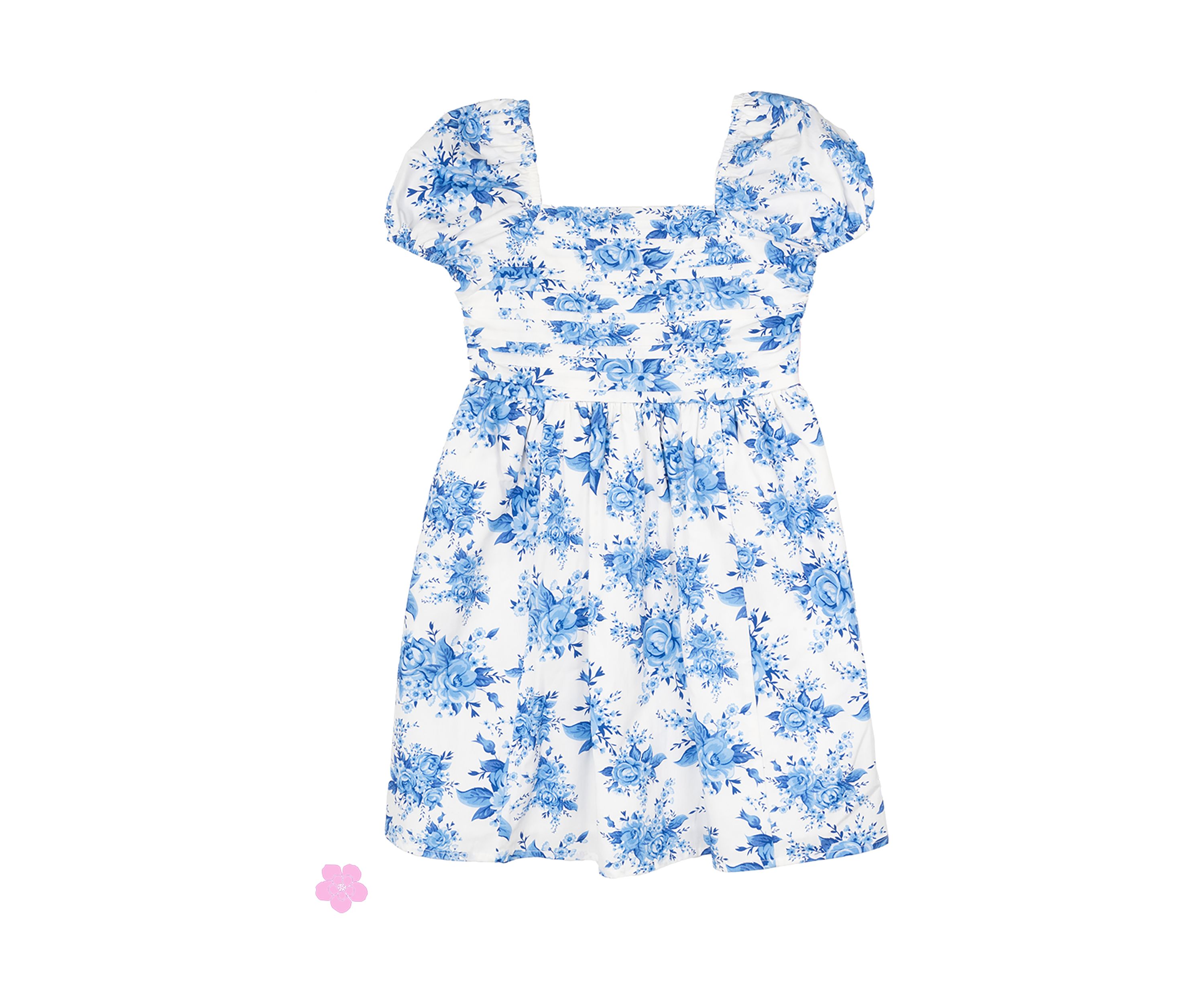Girls 4-6x Puff Sleeve Floral Dress